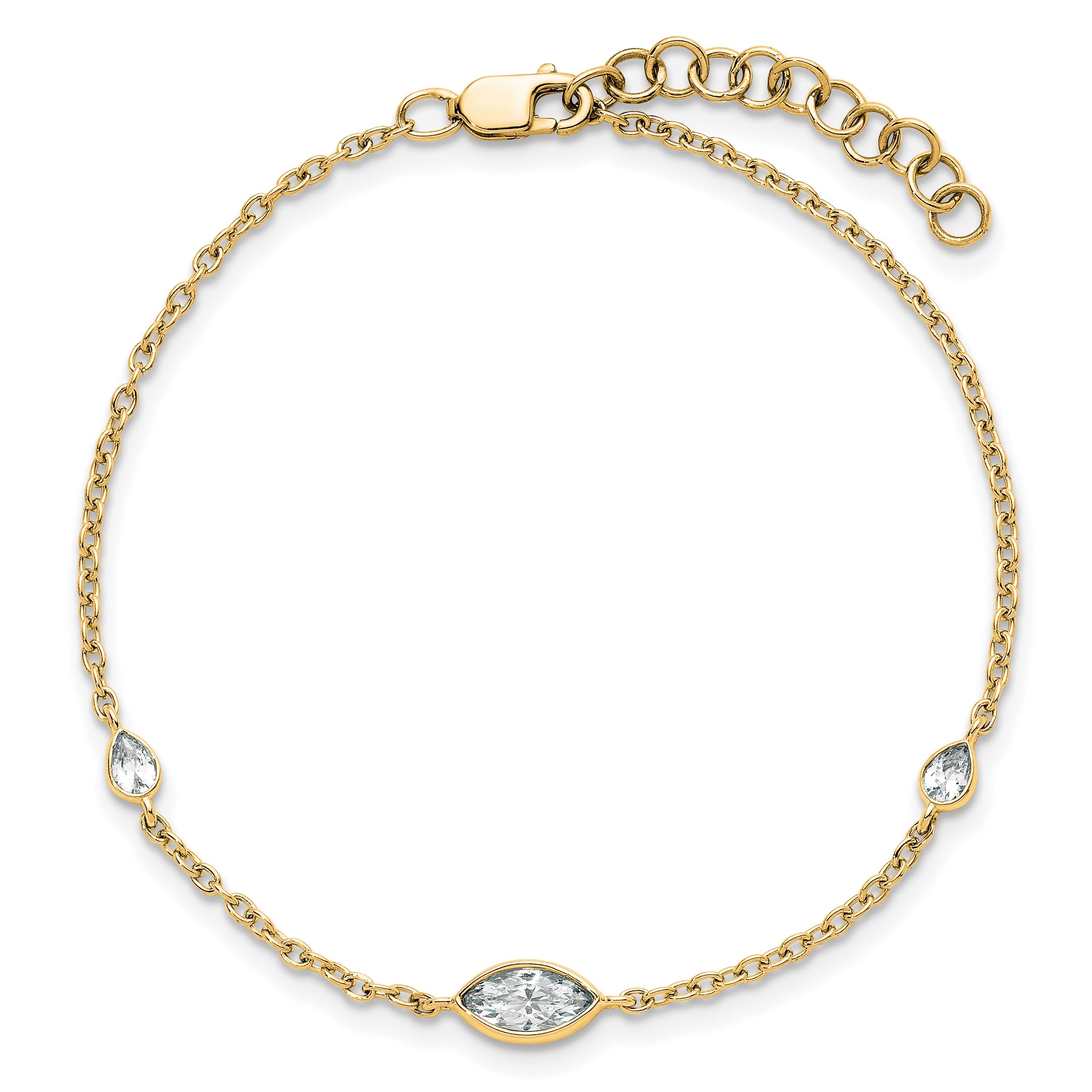 14K Yellow Gold 1/2 carat Lab Grown Diamond Cable Bracelet