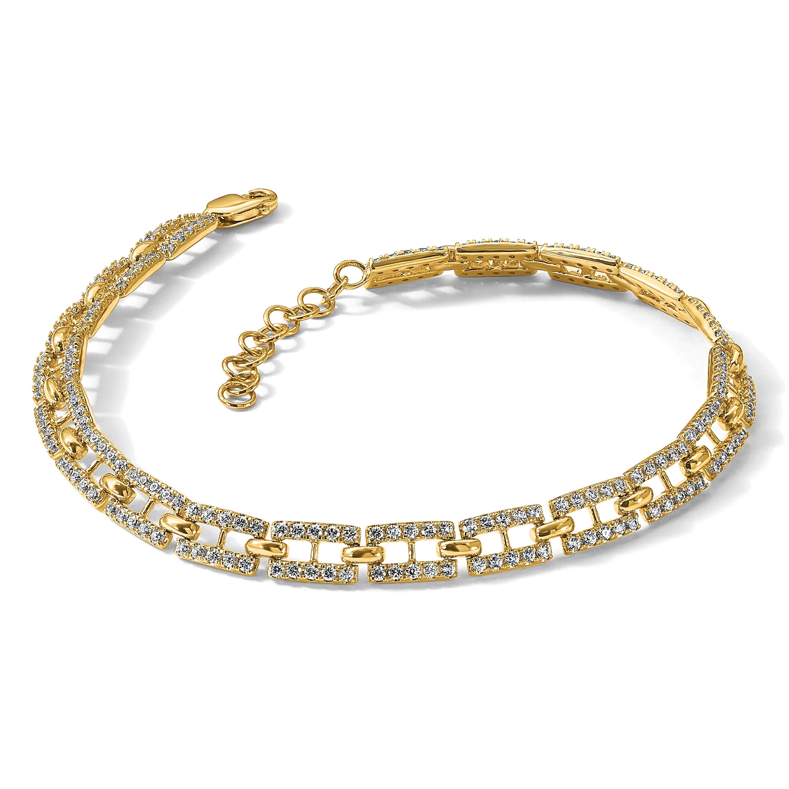 14K Gold Lab Grown Diamond Fancy Link Bracelets