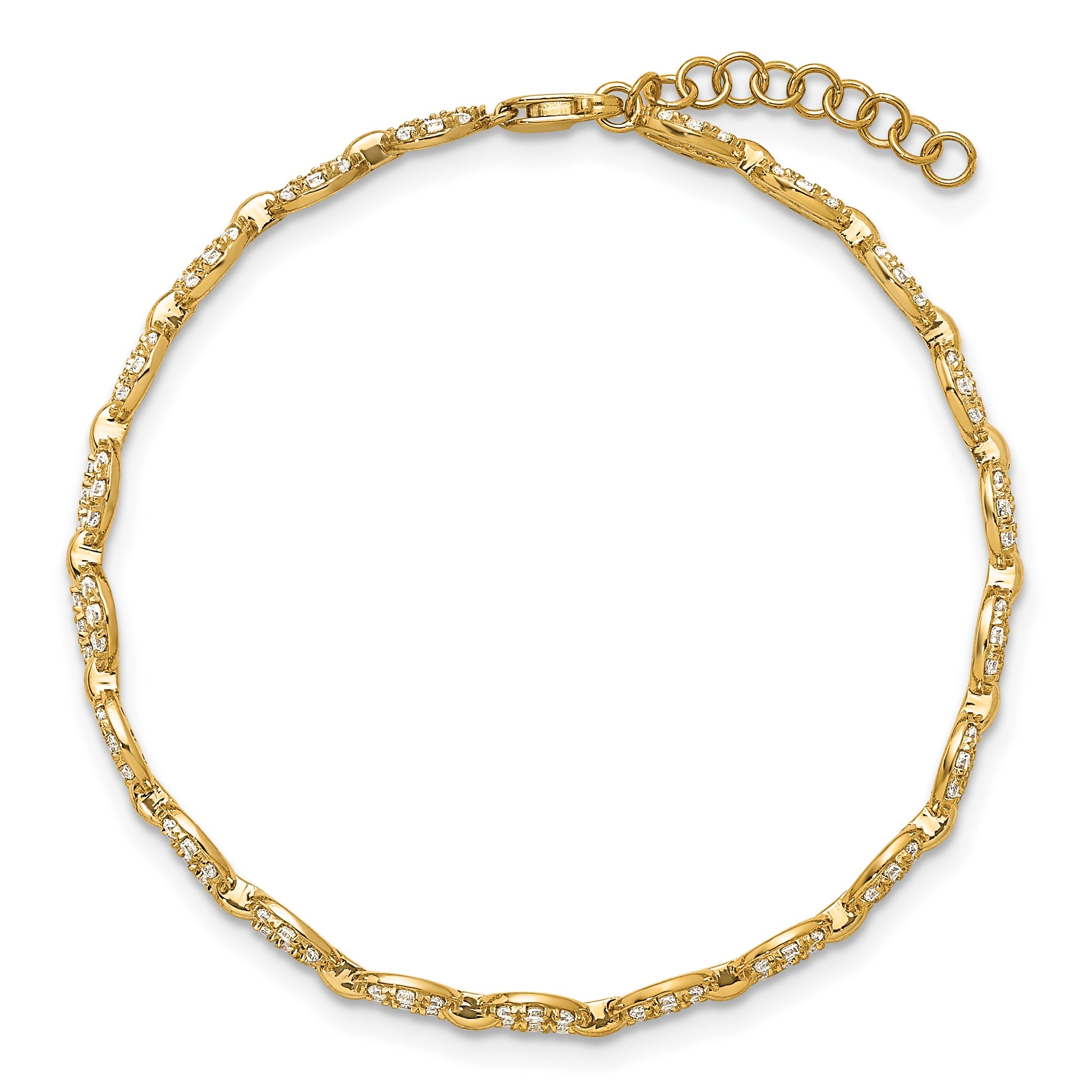 14K Gold Lab Grown Diamond Fancy Link Bracelets