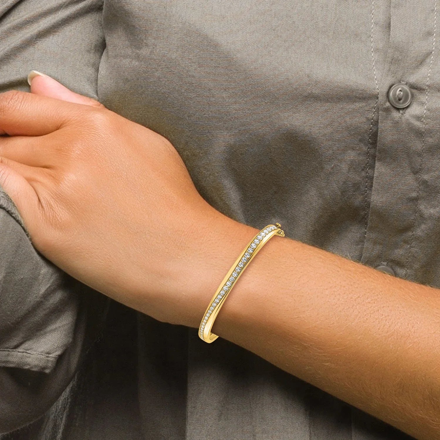 14K Gold Lab Grown Diamond Bangle Bracelets - Fine Diamond