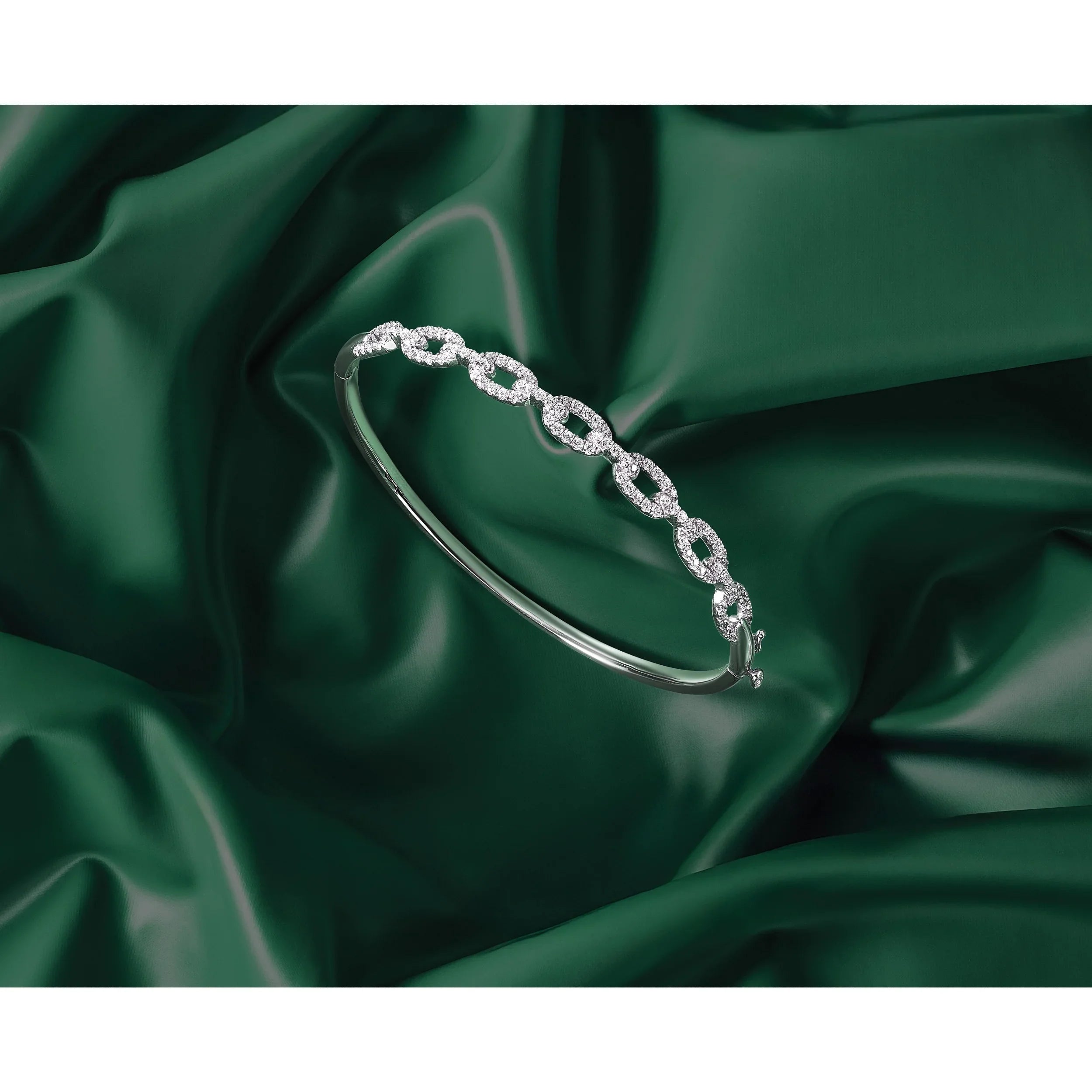 14K Gold Lab Grown Diamond Link Bangle Bracelets - Fine Diamond