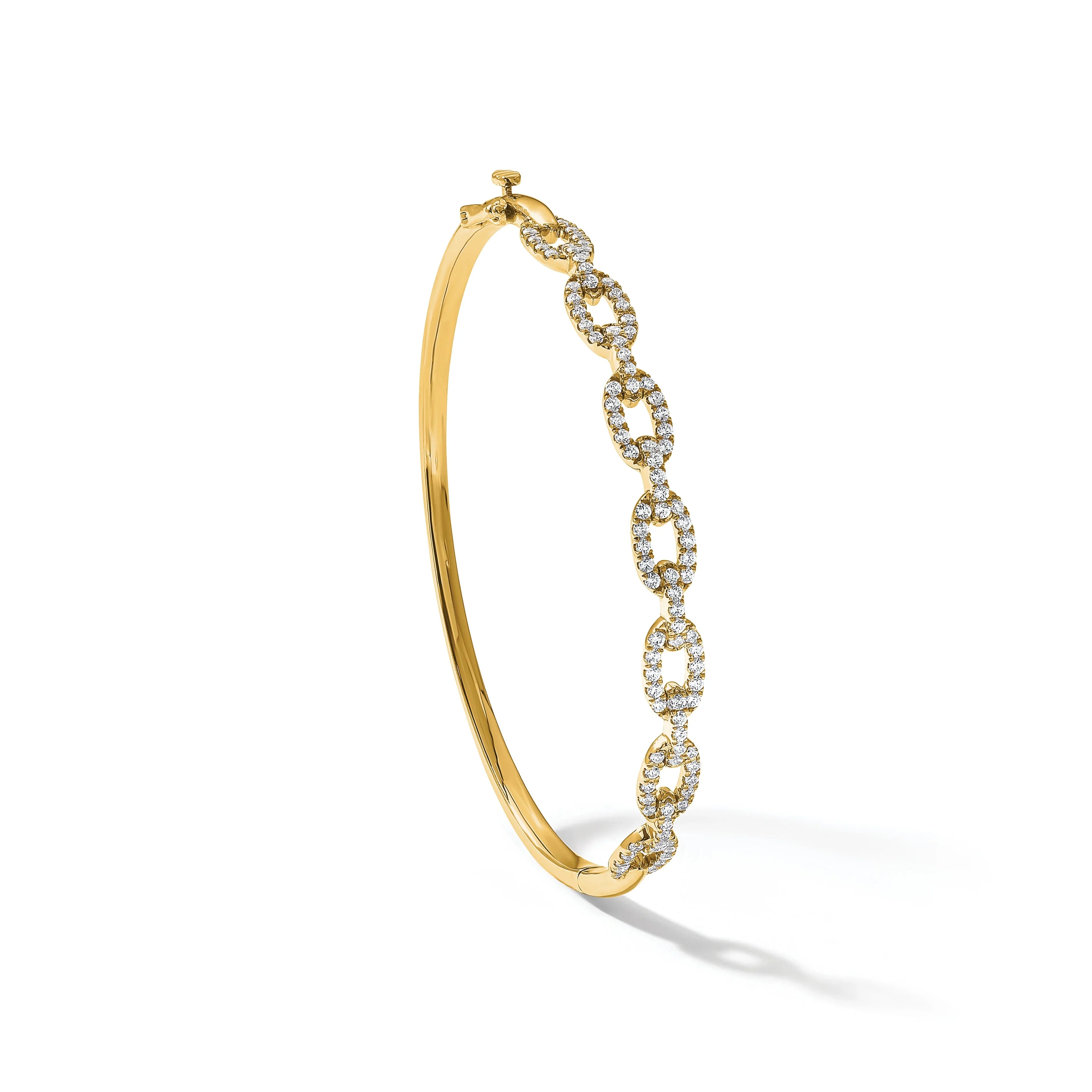 14K Gold Lab Grown Diamond Link Bangle Bracelets - Fine Diamond