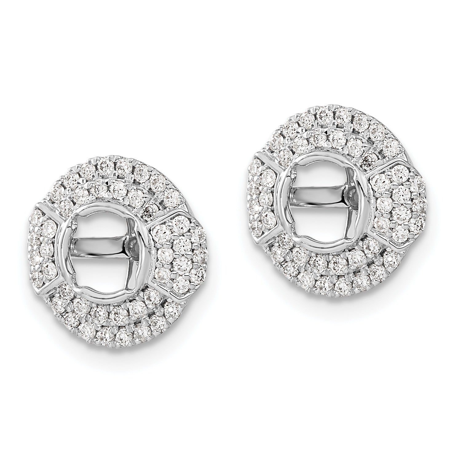 14k White Gold Lab Grown Diamond Round Earring Jacket