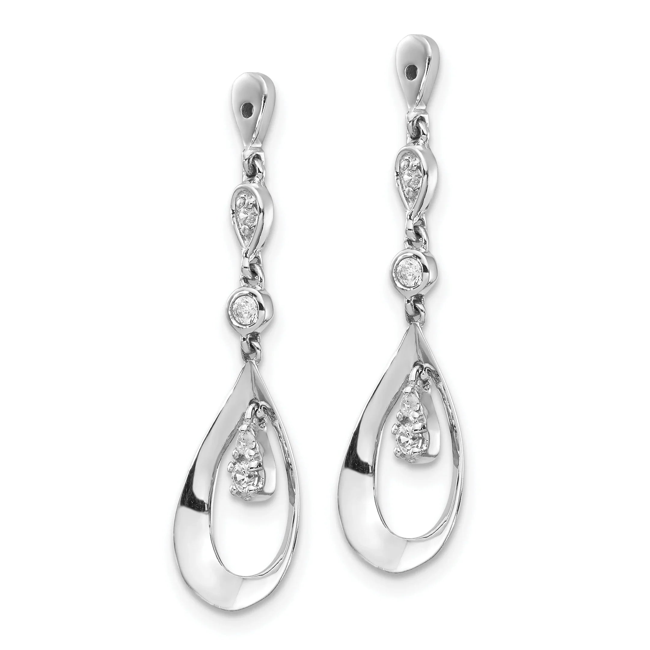 14k White Gold Lab Grown Diamond Teardrop Dangle Earring Jackets - Fine Diamond
