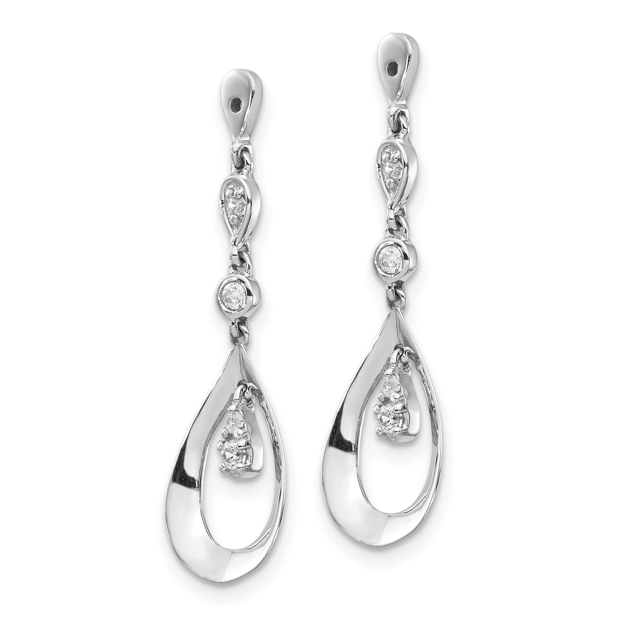 14k White Gold Lab Grown Diamond Teardrop Dangle Earring Jackets