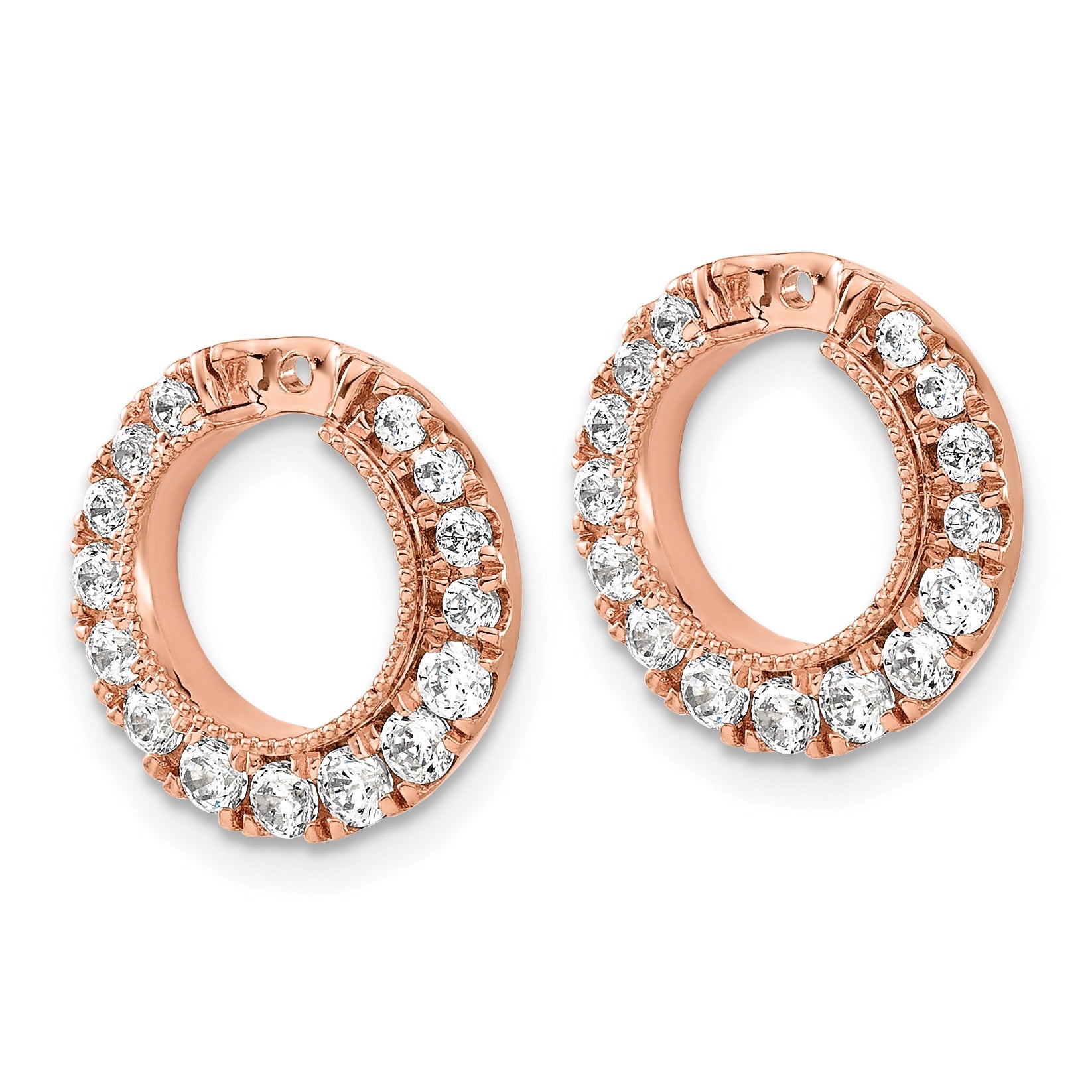 14k Rose Gold Lab Grown Diamond Circle Earring Jackets