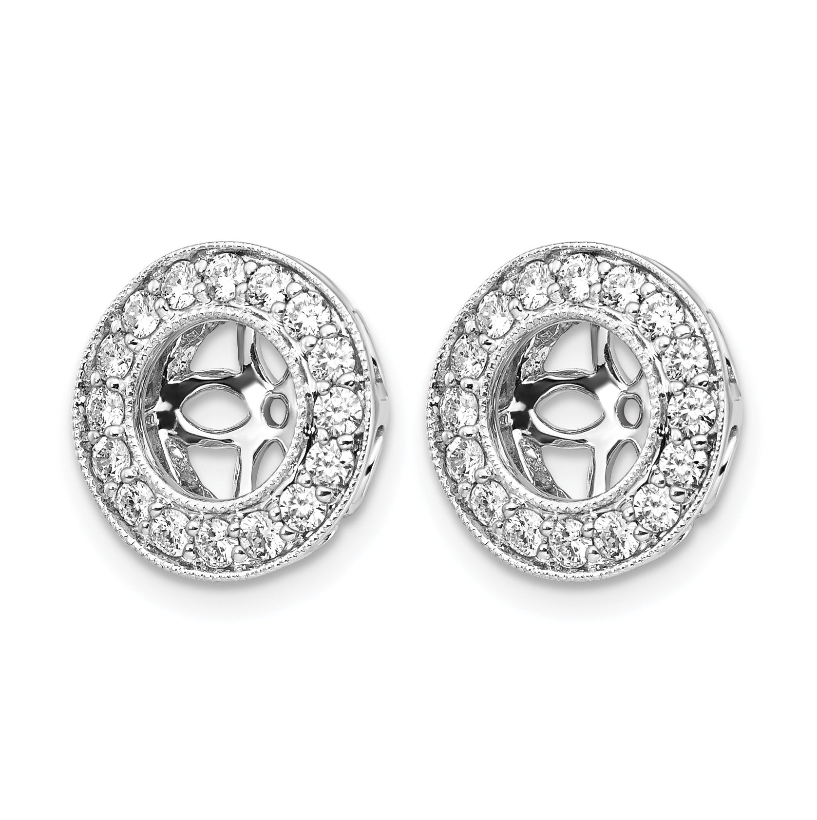 14K White Gold Lab Grown Diamond Studs Earring Jackets