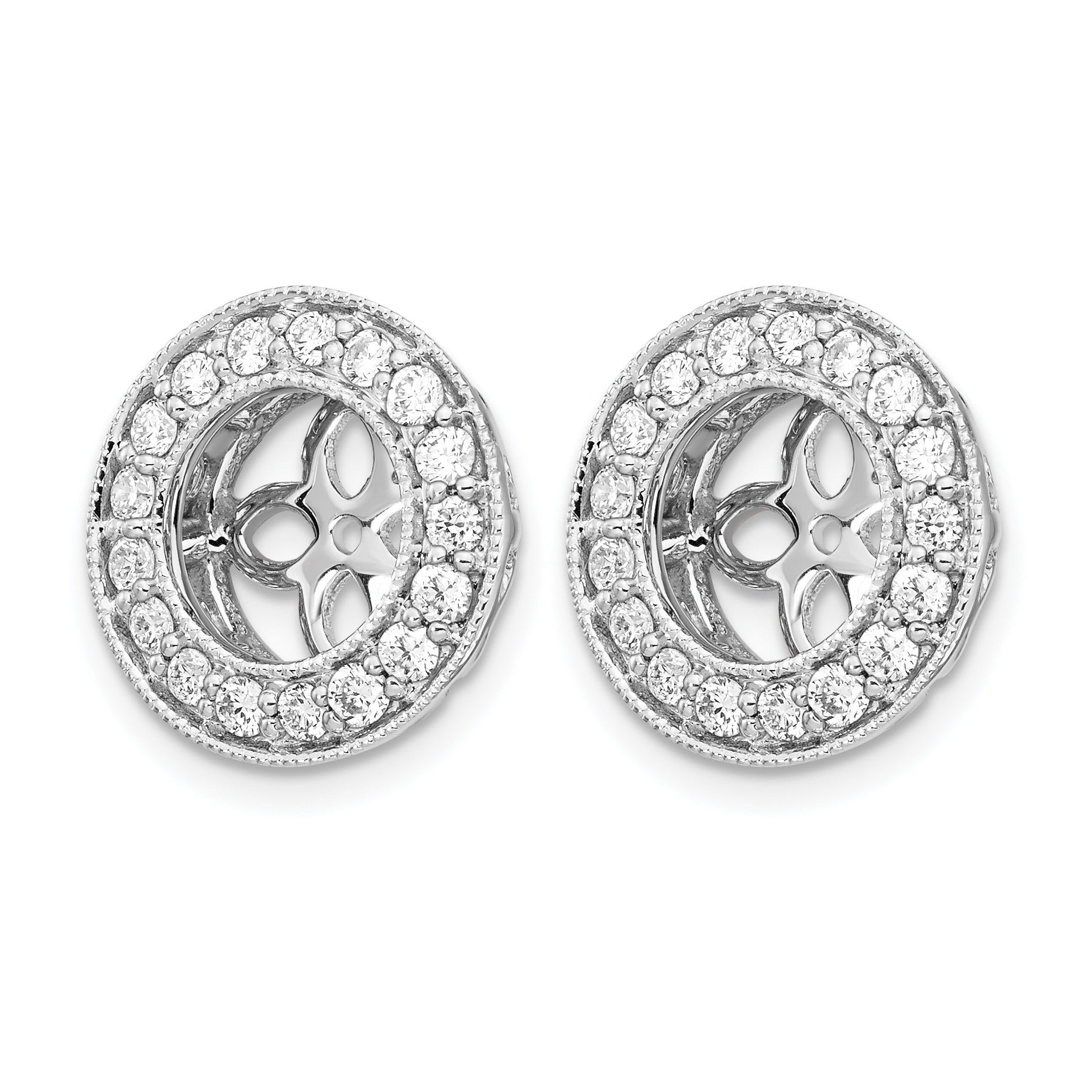 14K White Gold Lab Grown Diamond Studs Earring Jackets