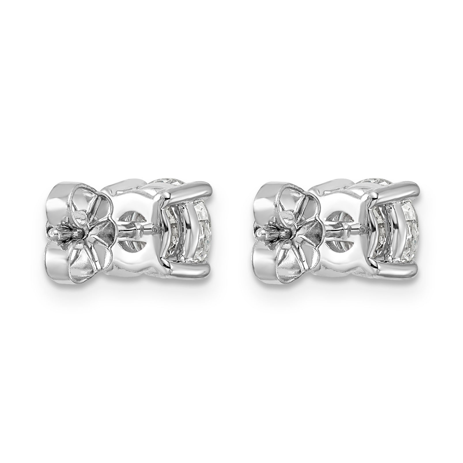 14K White Gold Round Shaped Lab Grown Diamond Stud Earrings