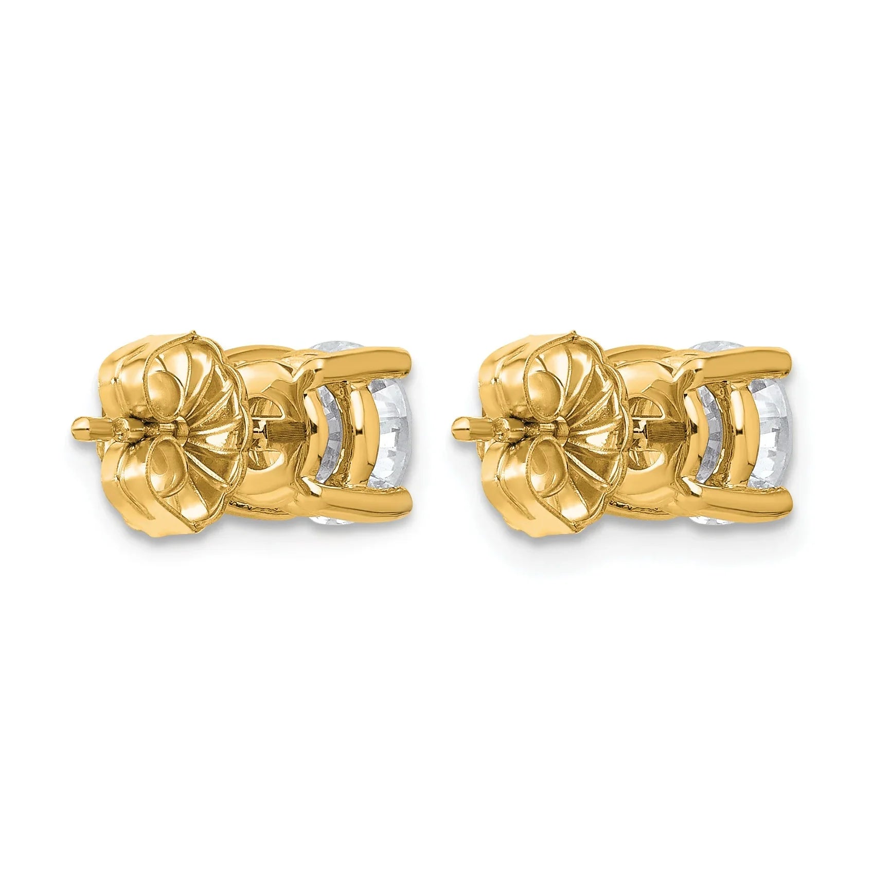 14K Gold Lab Grown Round Diamond Stud Earrings - Fine Diamond