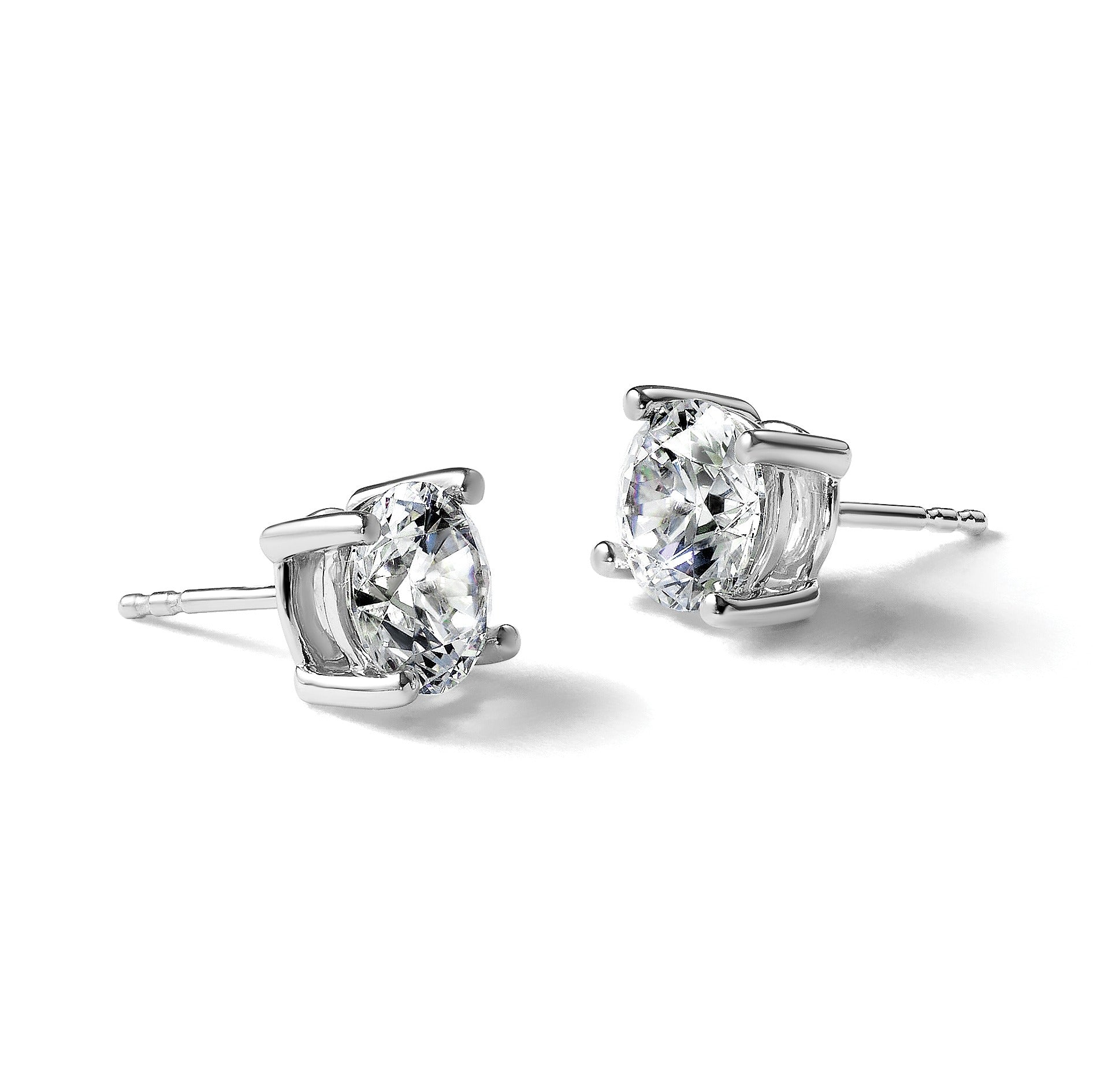 14K White Gold Lab Diamond Round Shaped Stud Earrings