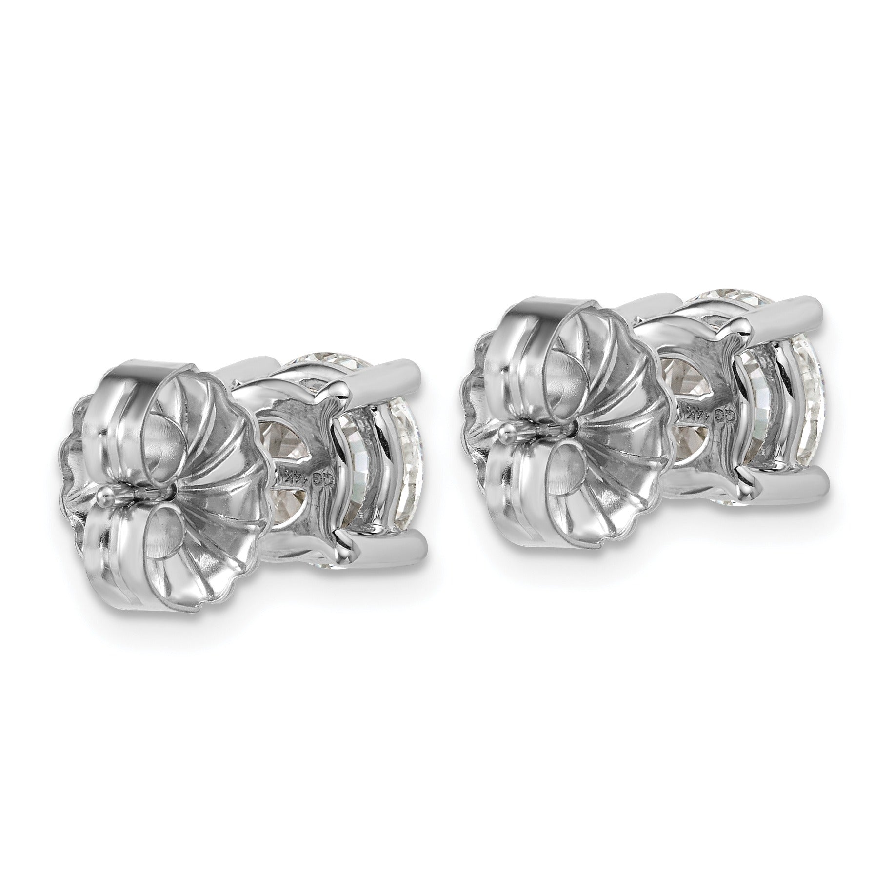 14K White Gold Lab Diamond Round Shaped Stud Earrings