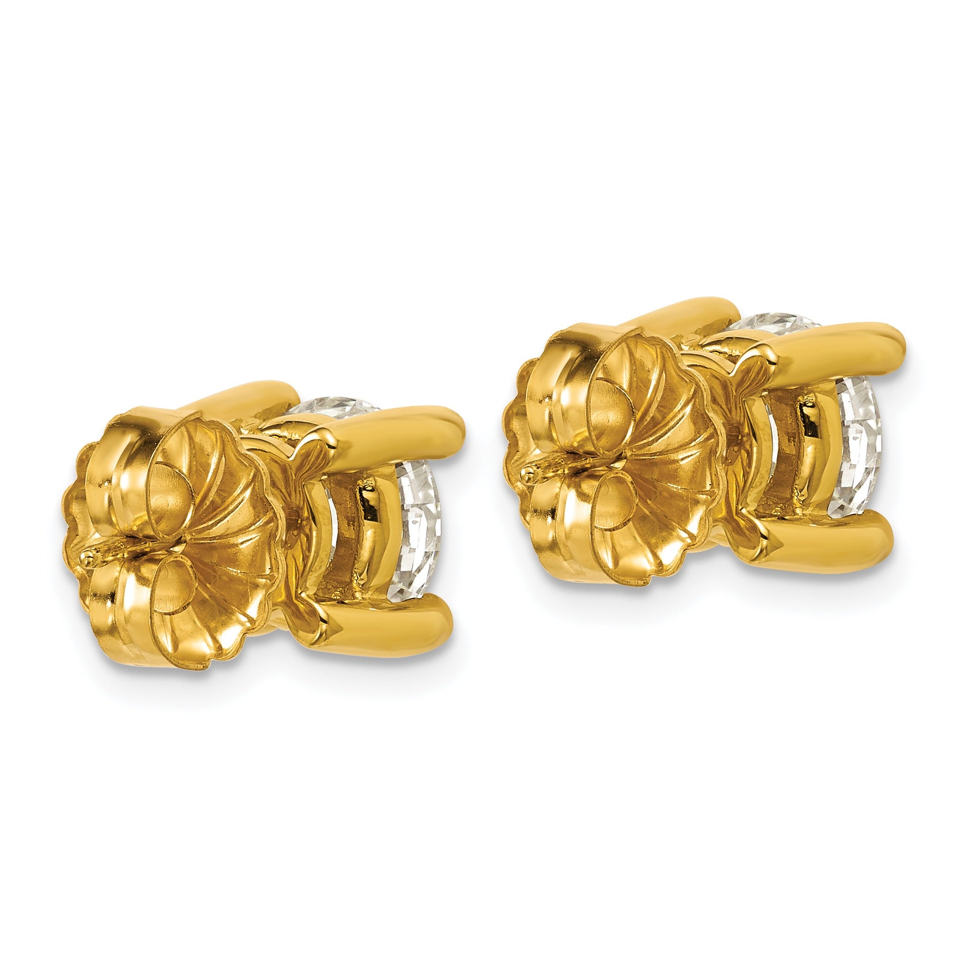 14K Yellow Gold Lab Grown Diamond Round Shaped Stud Earrings