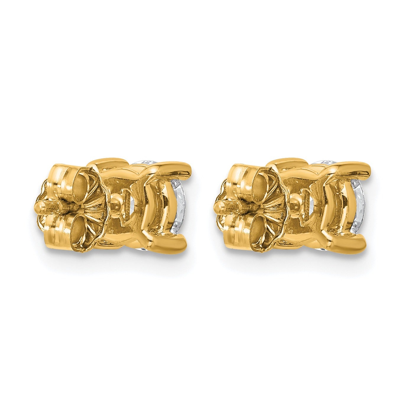 14K Gold Lab Grown Diamond 4 Prong Post and Push Back Stud Earrings