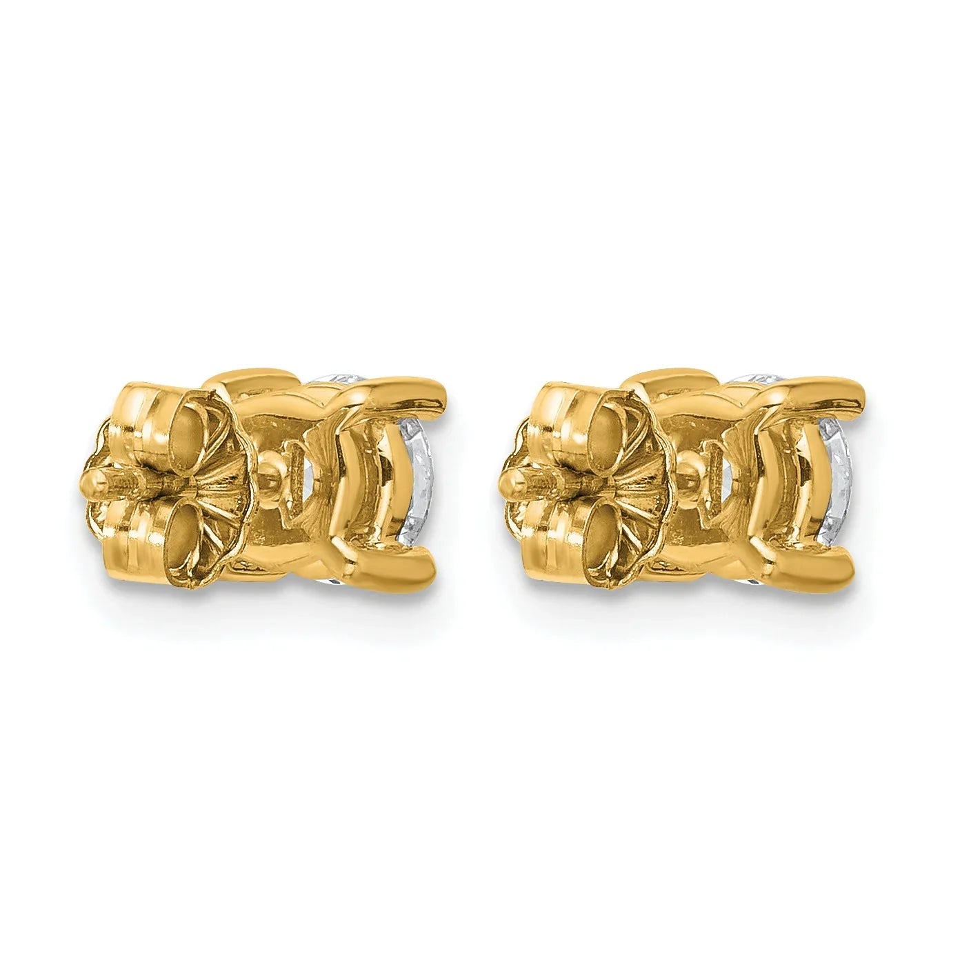 14K Gold Lab Grown Diamond 4 Prong Post and Push Back Stud Earrings - Fine Diamond
