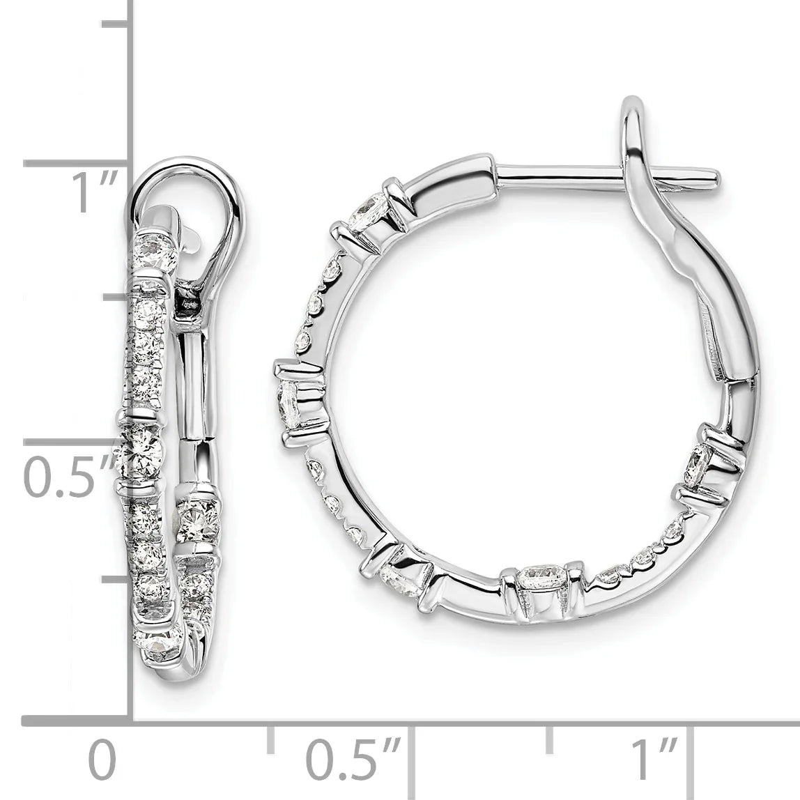 14k Gold Lab Grown Diamond Complete In and Out Hoop Earrings - Fine Diamond