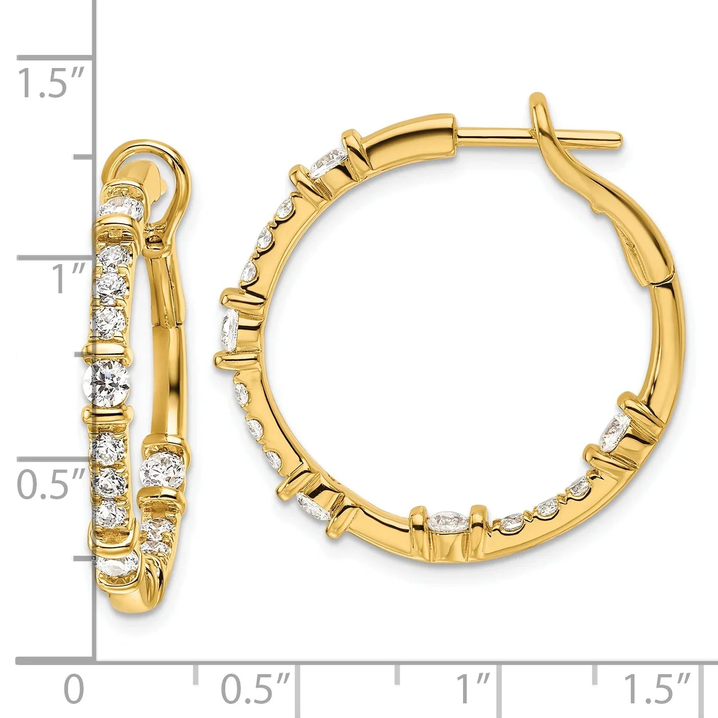 14k Gold Lab Grown Diamond Complete In and Out Hoop Earrings - Fine Diamond