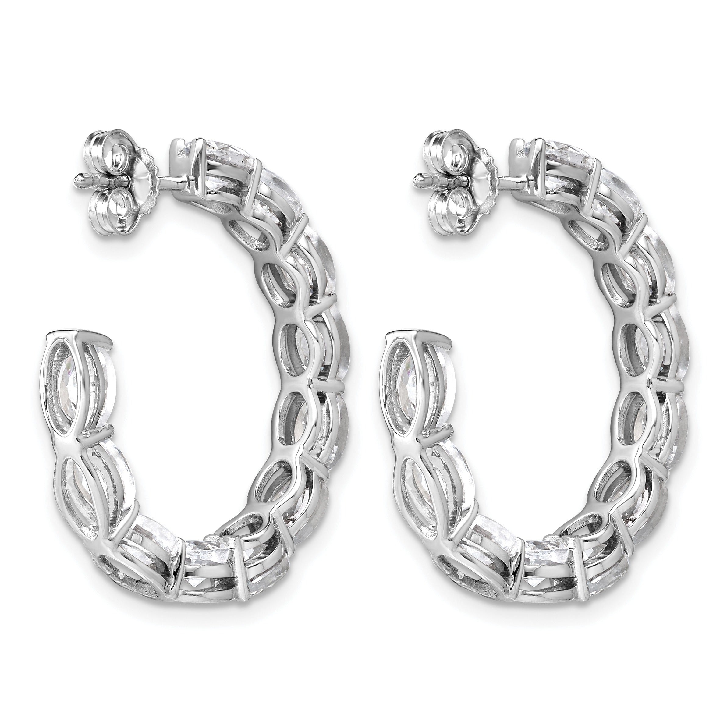 14k White Gold Lab Grown Diamond Oval Tennis Hoop Earrings 6 Ct