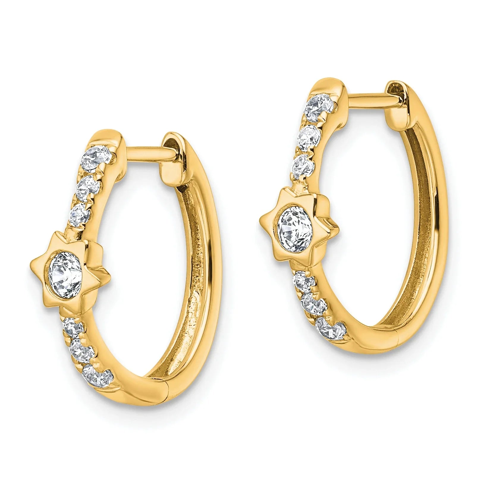 14K Yellow Gold 1/2 carat Lab Grown Diamond Hinged Hoop Earrings - Fine Diamond