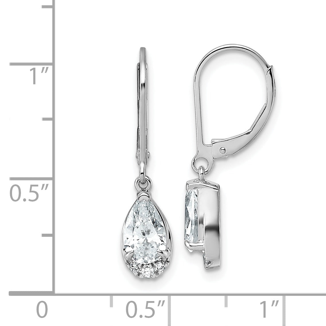 14K White Gold Lab Grown Diamond Leverback Earrings