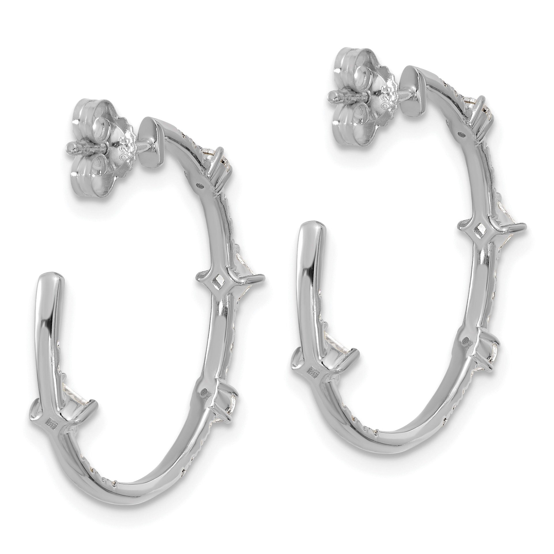 14K White Gold Lab Diamond Hoop Earrings