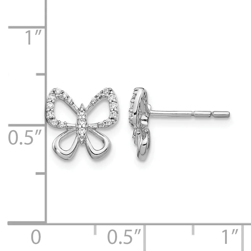 14K White Gold Lab Grown Diamond Butterfly Stud Earrings - Fine Diamond