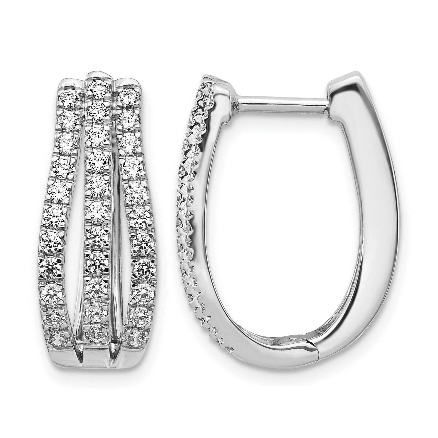 14k White Gold Lab Grown Diamond Hinged Hoop Earrings