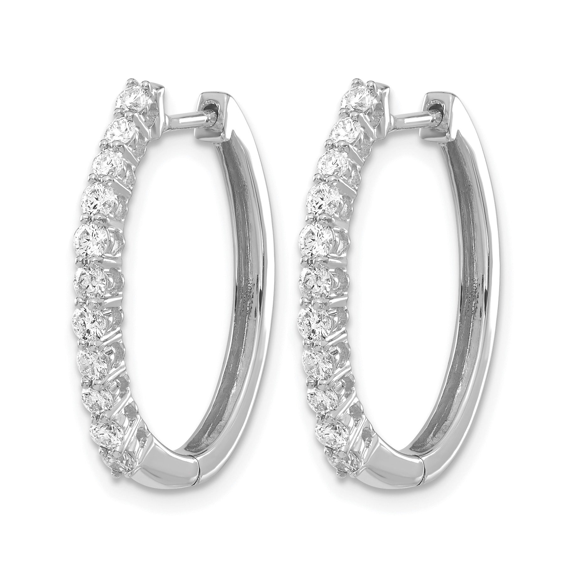 14k Gold Lab Grown Diamond Hinged Medium Hoop Earrings 0.75 Ct