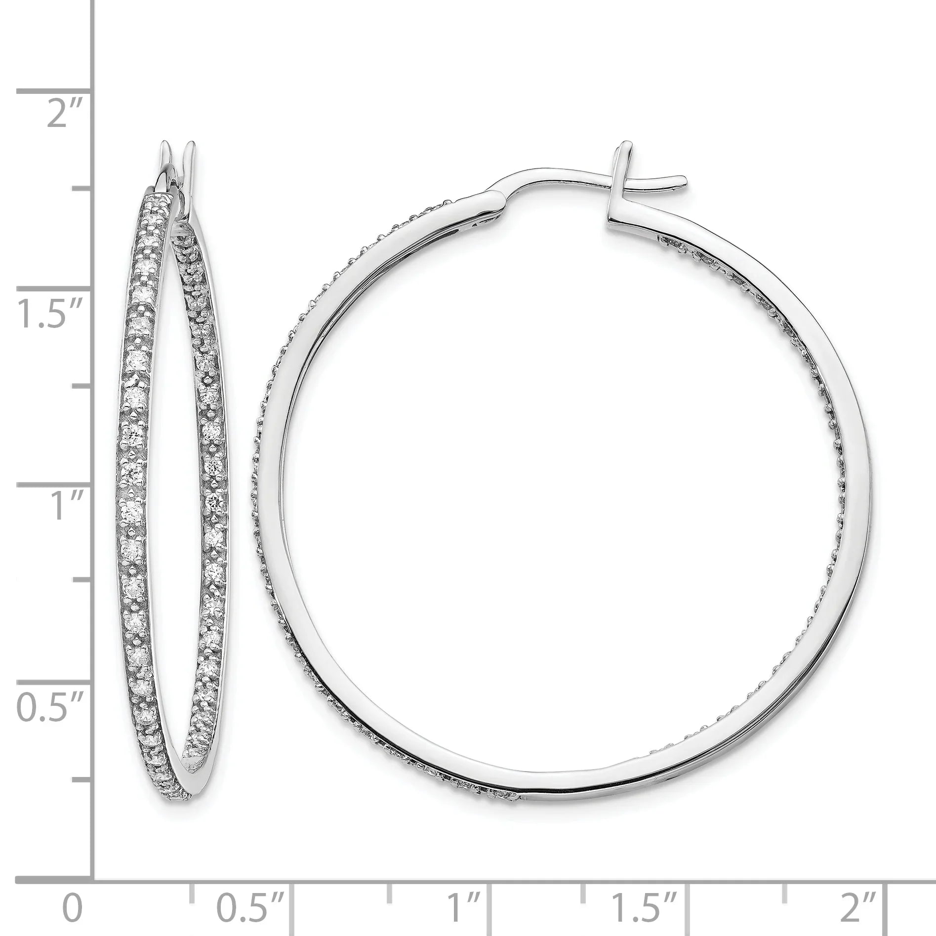 14K Gold Lab Grown Diamond In and Out Hoop Earrings - Fine Diamond
