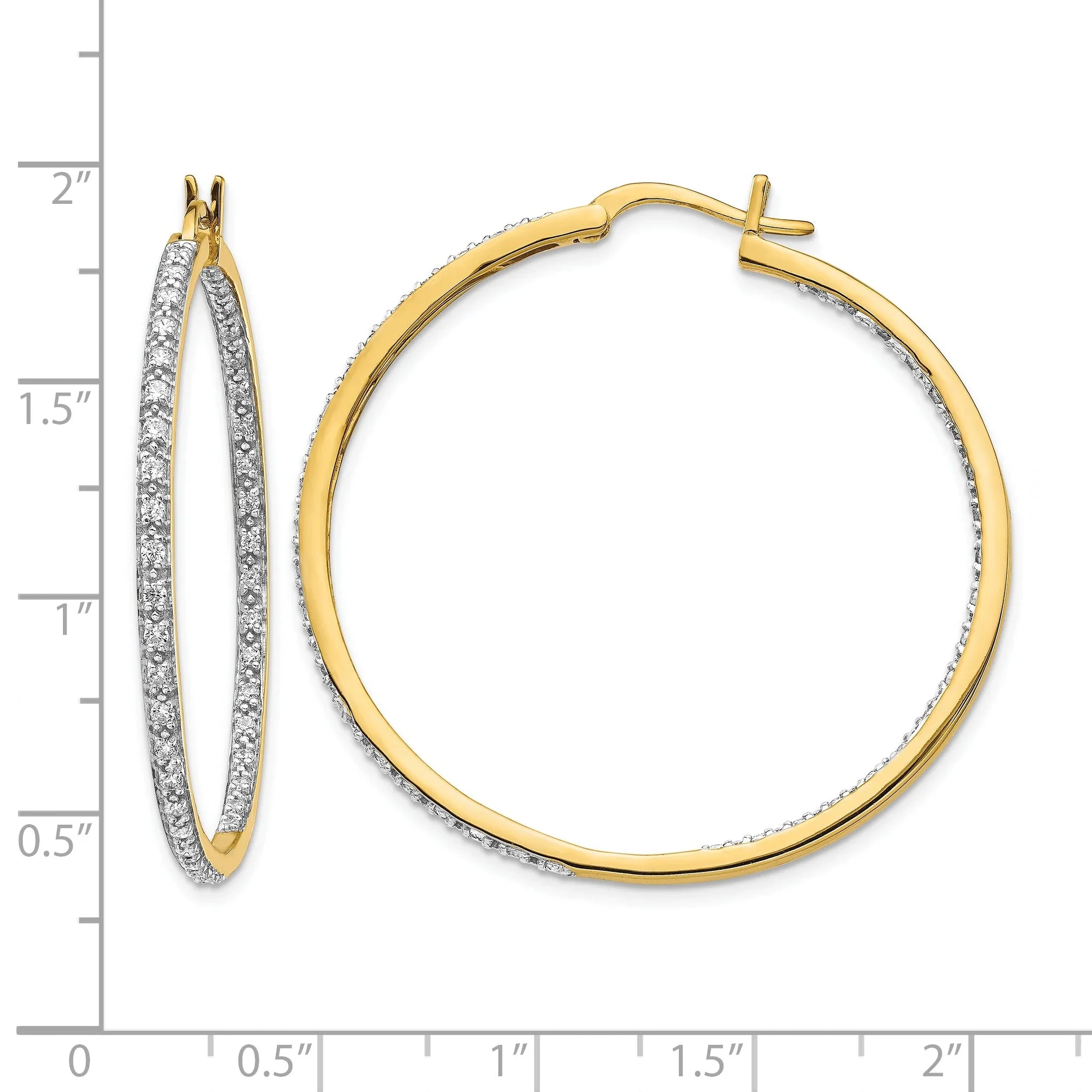 14K Gold Lab Grown Diamond In and Out Hoop Earrings - Fine Diamond