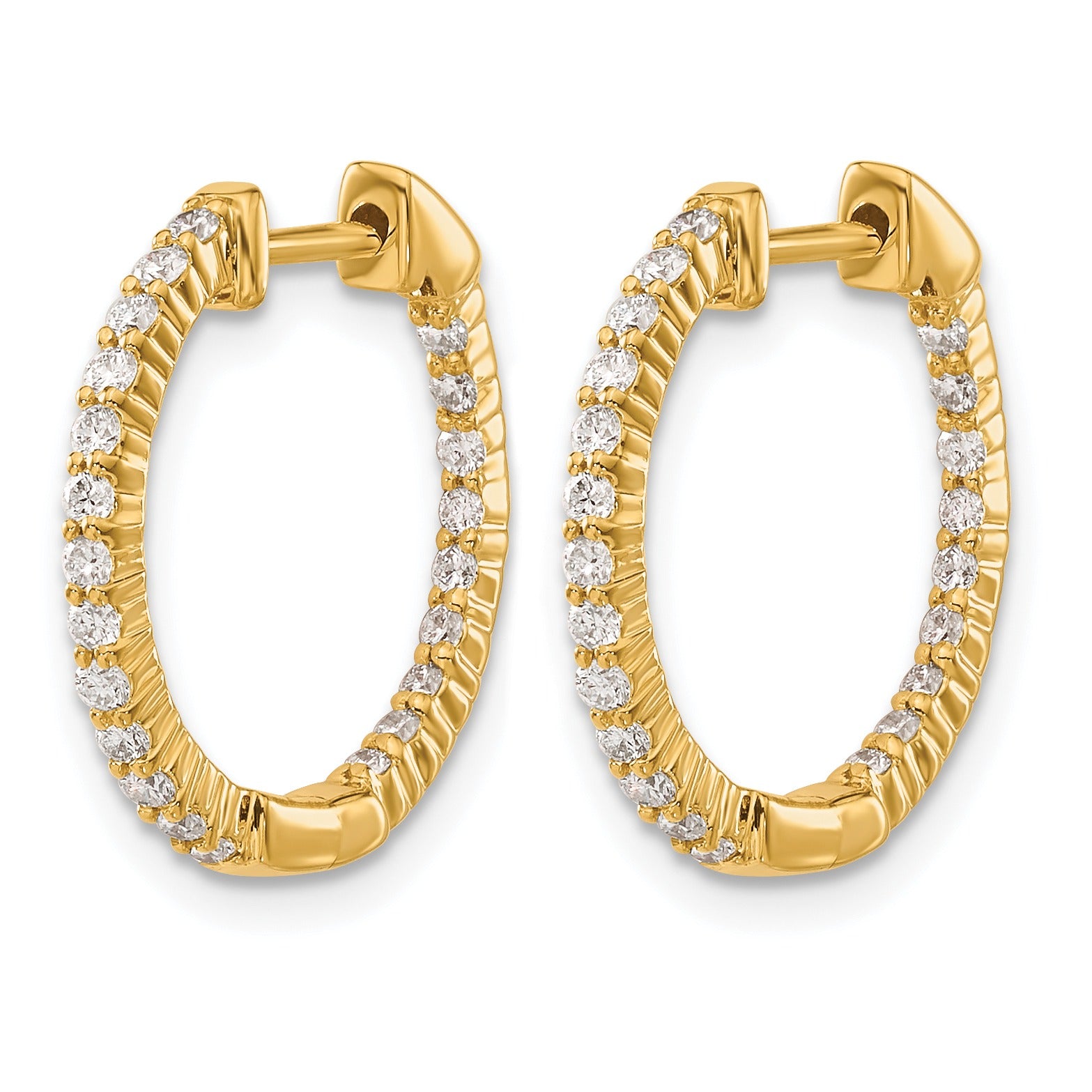 14k Gold Lab Grown Diamond In/Out Hoop Earrings 0.5 Ct