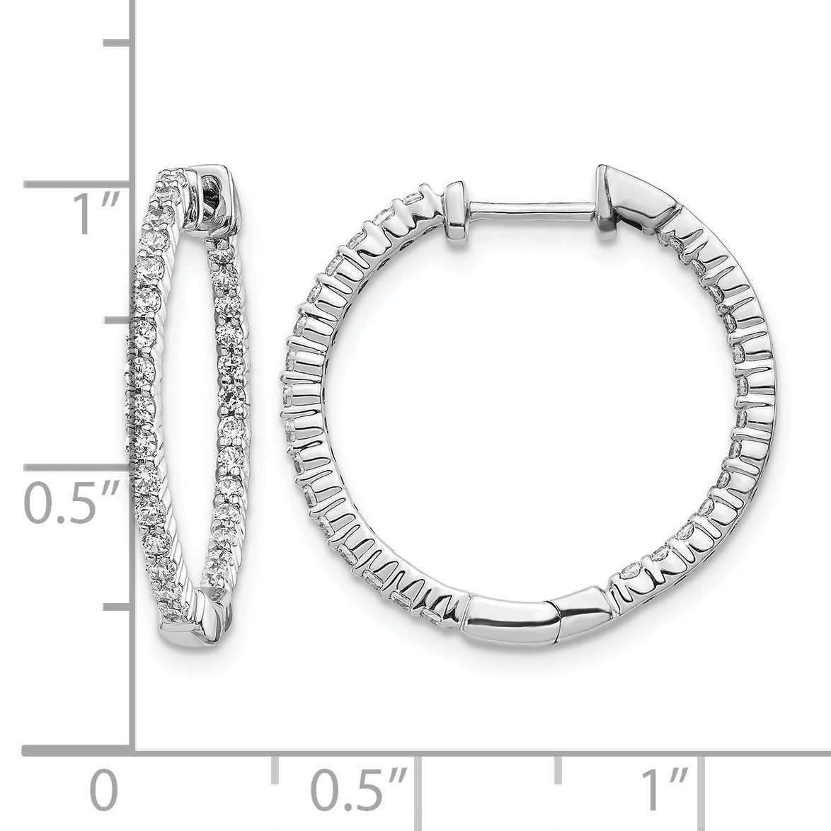 14k Gold Lab Grown Diamond Round In and Out Hoop Earrings