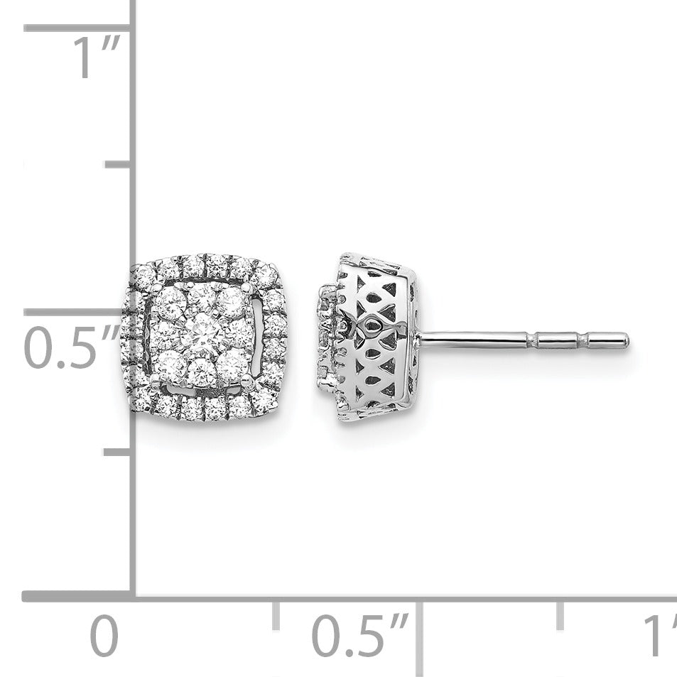 14K White Gold Lab Grown Diamond Double Halo Post Earrings