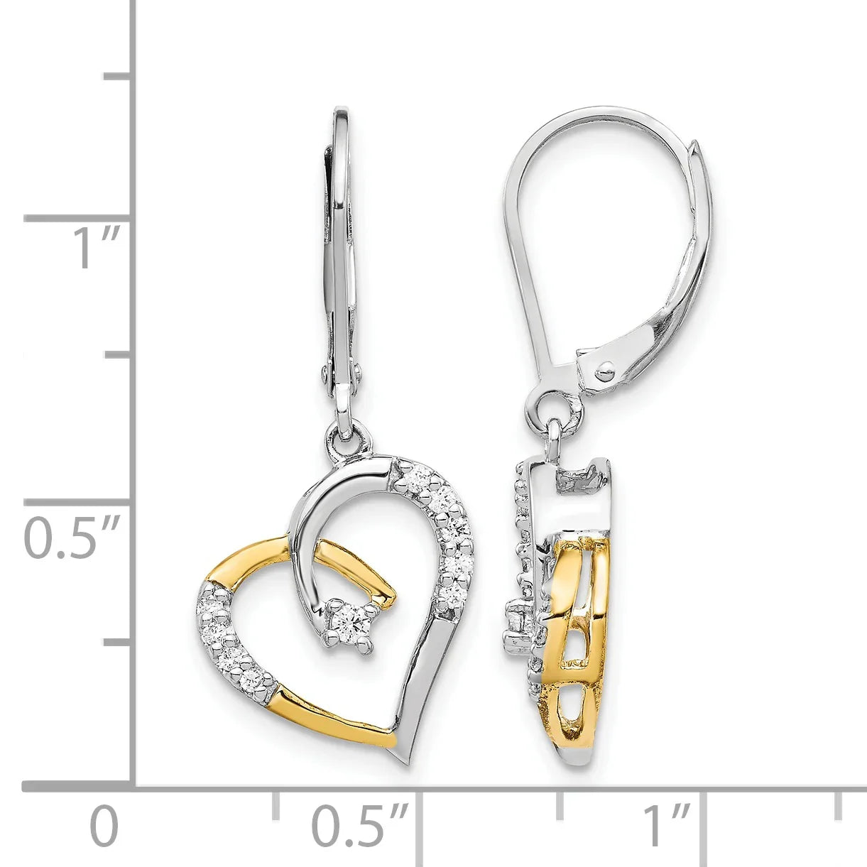 Lab Diamond Heart Leverback Dangle Earrings 14k Gold - Fine Diamond