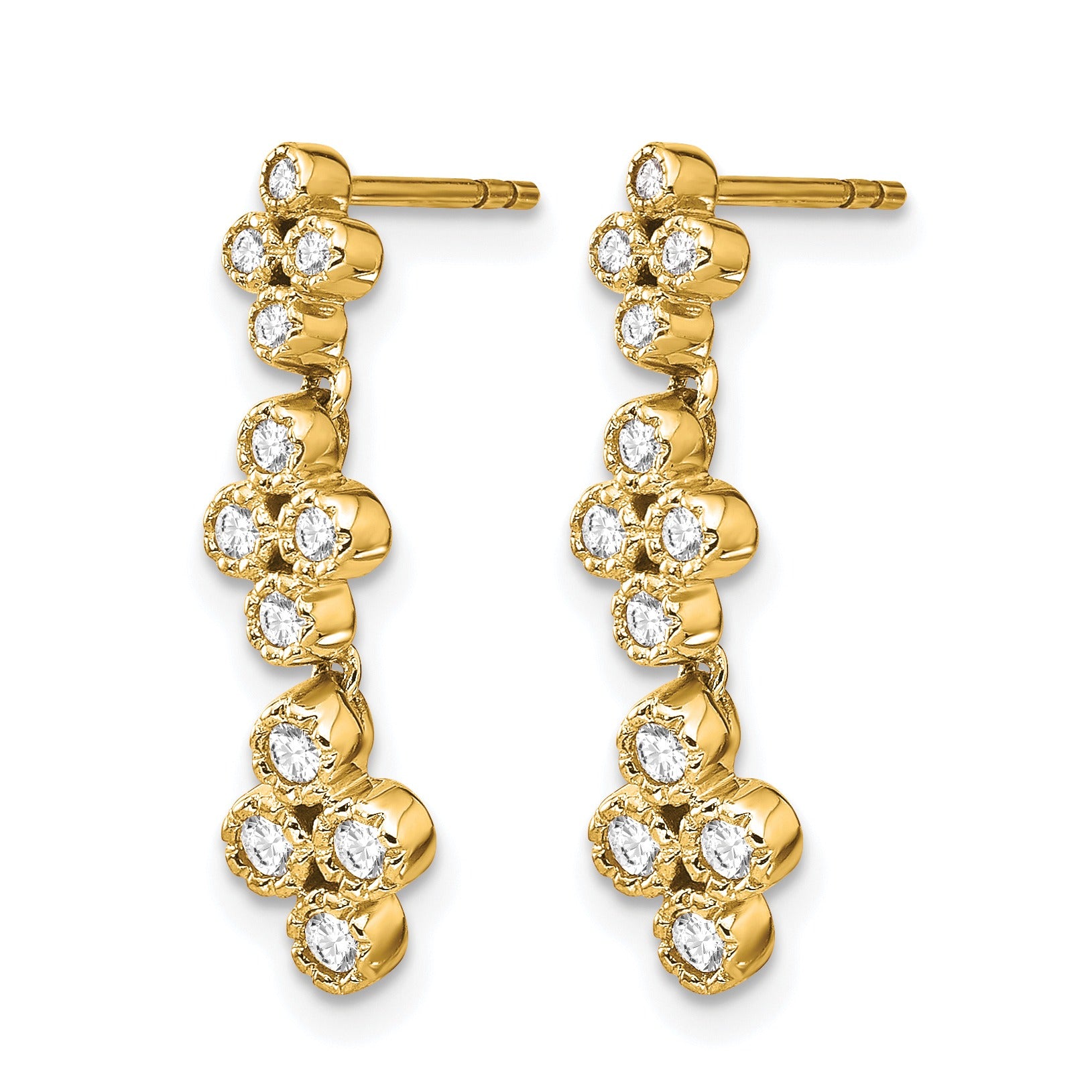 14K Lab Grown Diamond Floral Bloom Post Dangle Earrings
