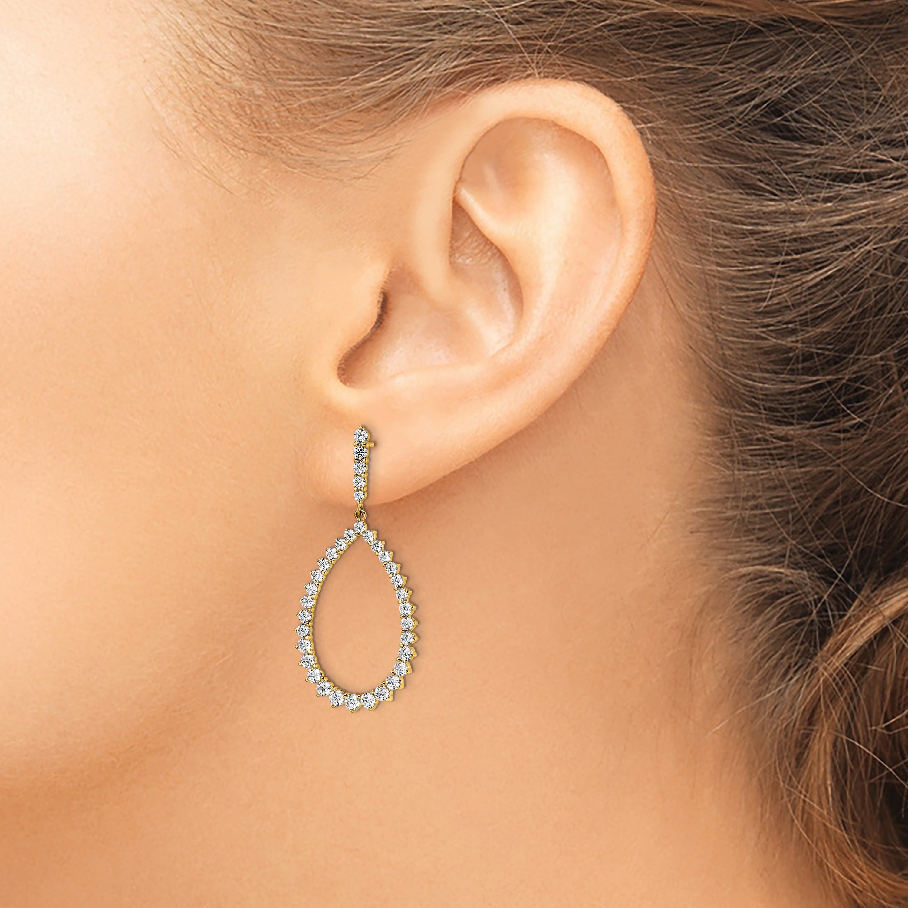 14K Gold 3 ct Lab Grown Diamond Dangle Earrings