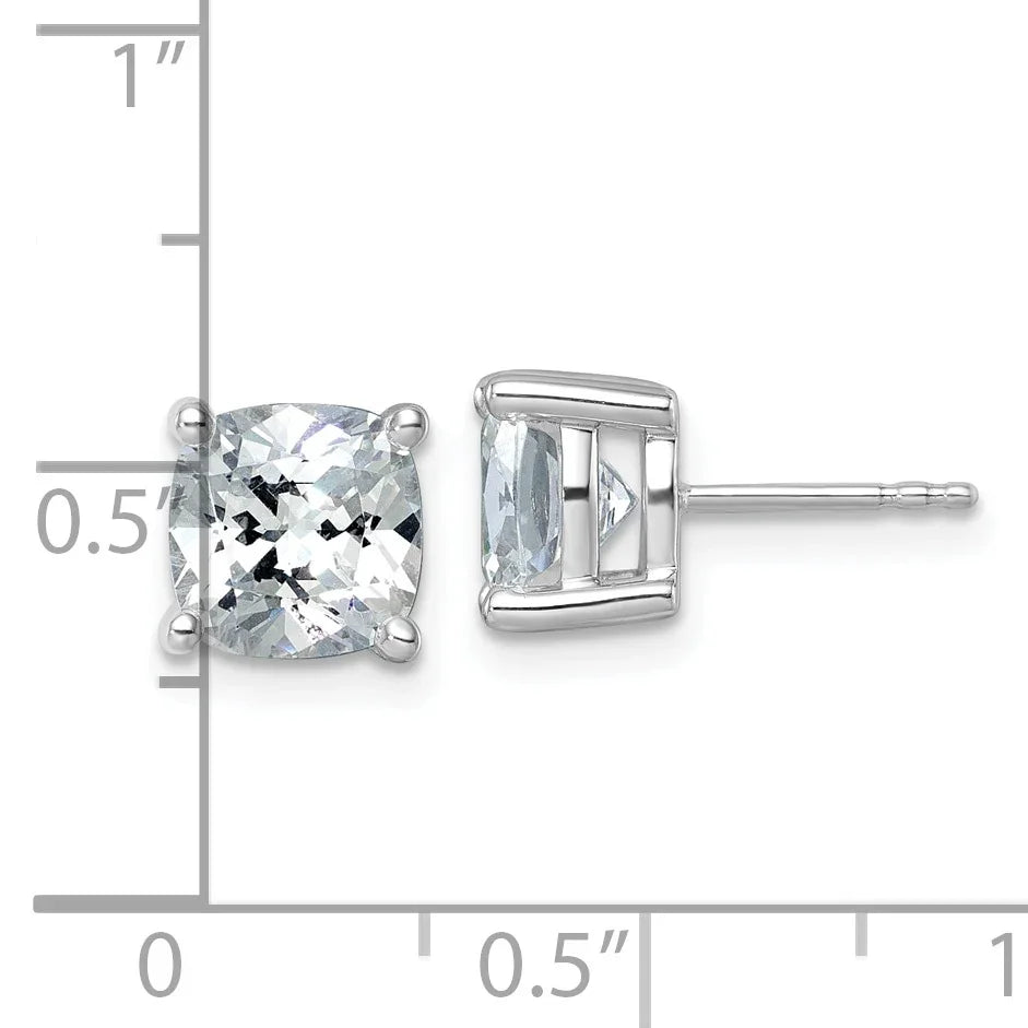 14K Gold Lab Grown Diamond Cushion Four Prong Stud Earrings - Fine Diamond