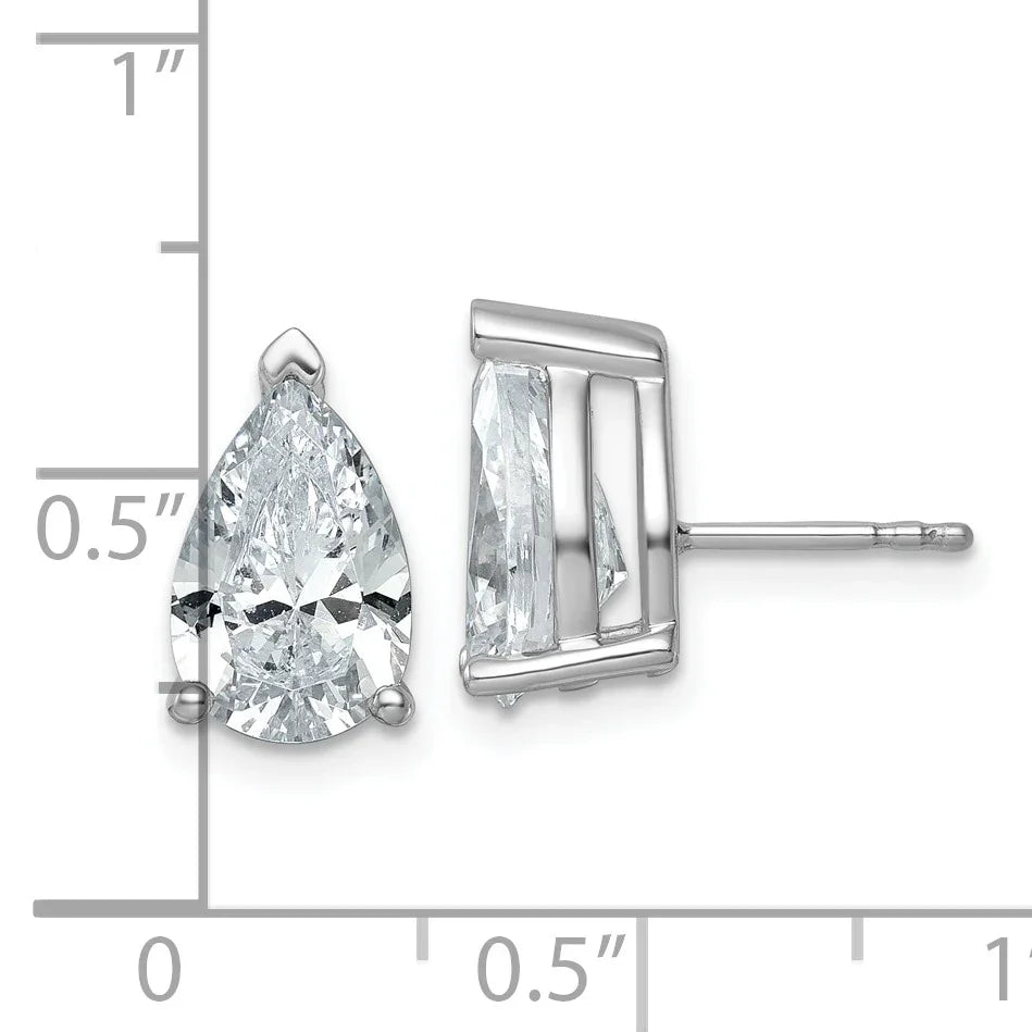 14K Gold Lab Grown Diamond Pear Three Prong Stud Earrings - Fine Diamond