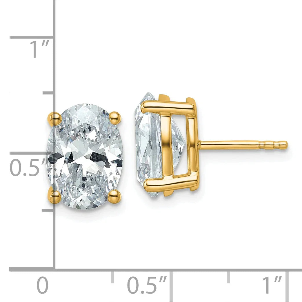 14K Gold Lab Grown Oval Diamond Stud Earrings - Fine Diamond