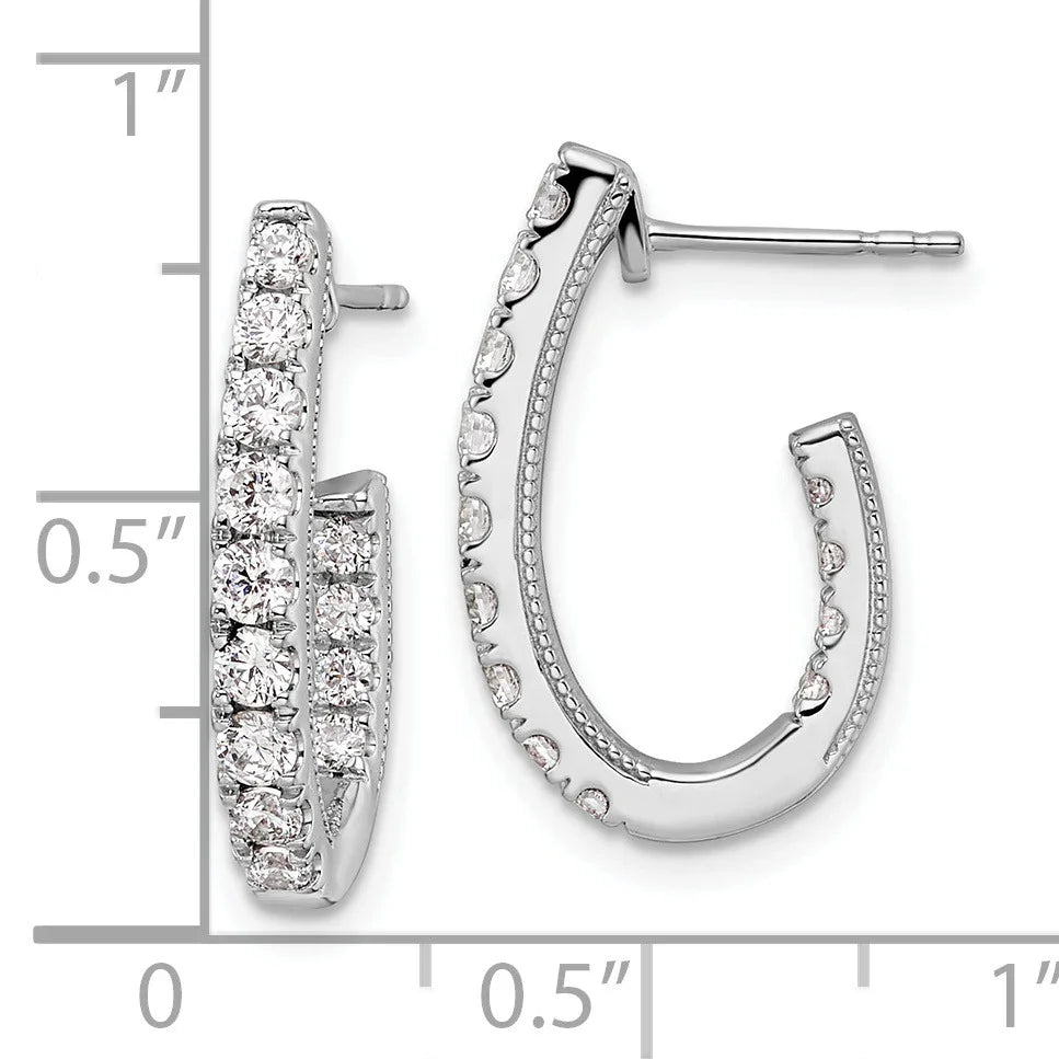 14K White Gold Lab Grown Diamond In and Out J-Hoop Earrings - Fine Diamond