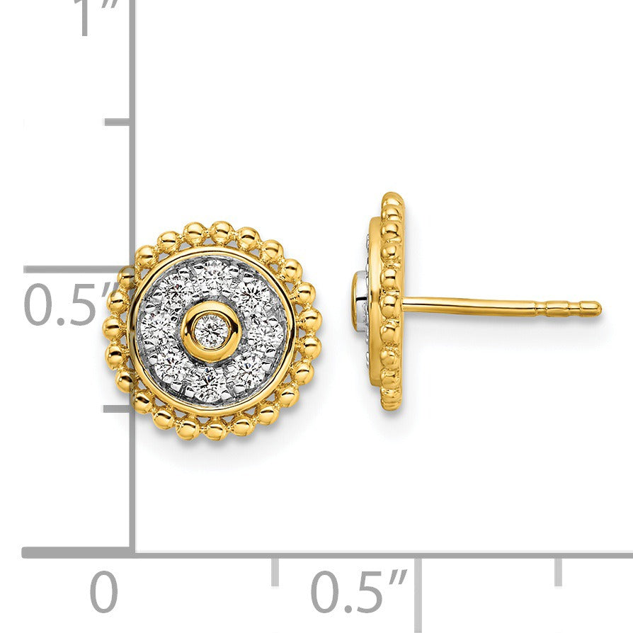 14K Yellow Gold Lab Grown Diamond Circle Post Stud Earrings