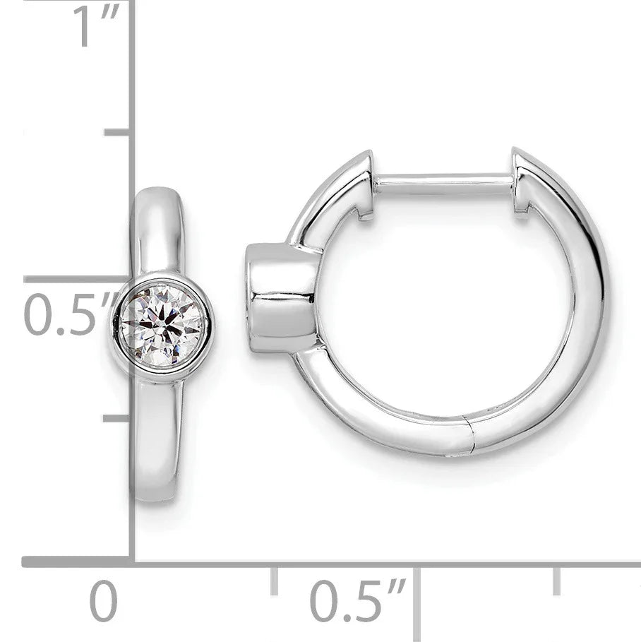 14K Gold Lab Diamond Hinged Hoop Earrings - Fine Diamond