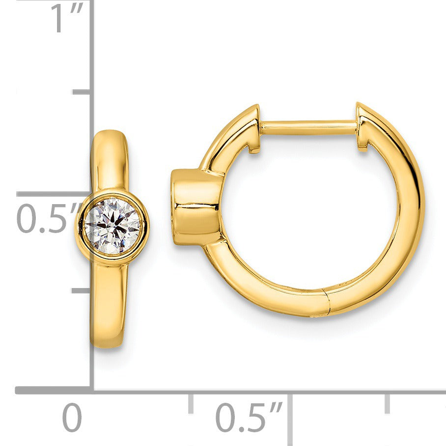 14K Gold Lab Diamond Hinged Hoop Earrings