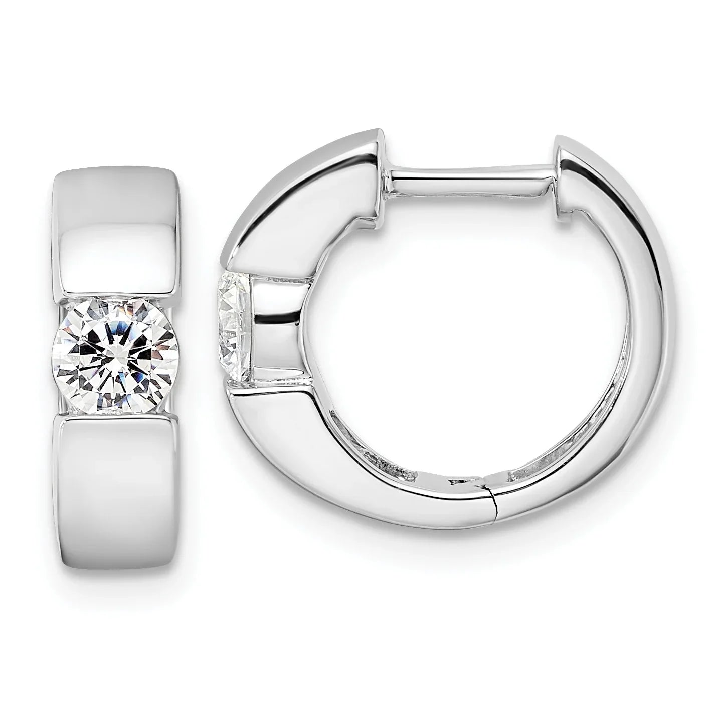 14K Gold Lab Grown Diamond Hinged Hoop Complete Earrings - Fine Diamond