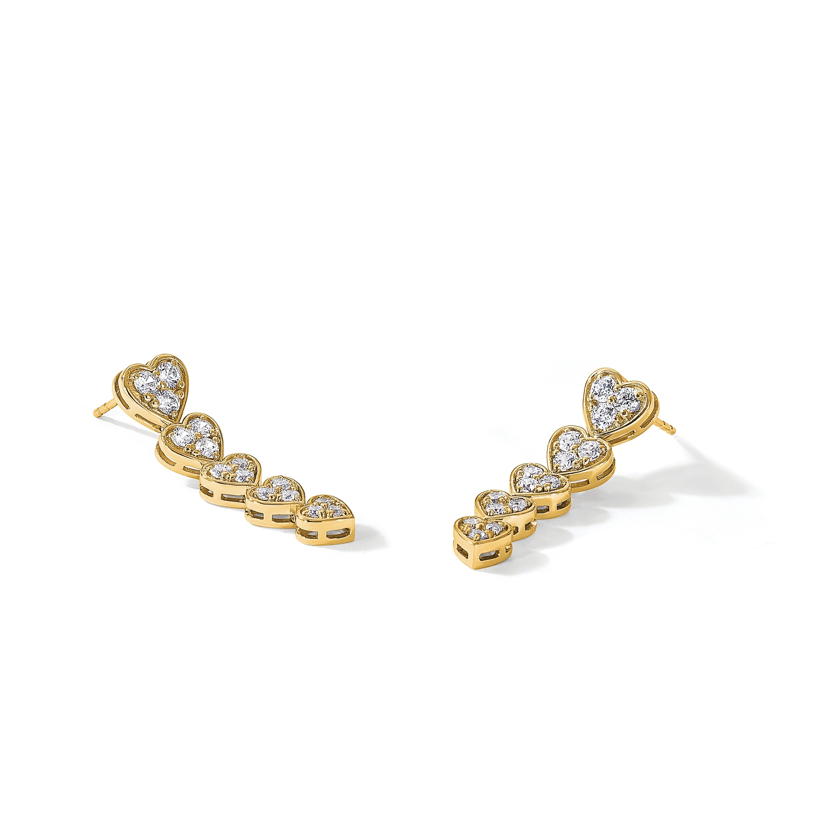 14K Gold Lab Grown Diamond Heart Dangle Post Earrings