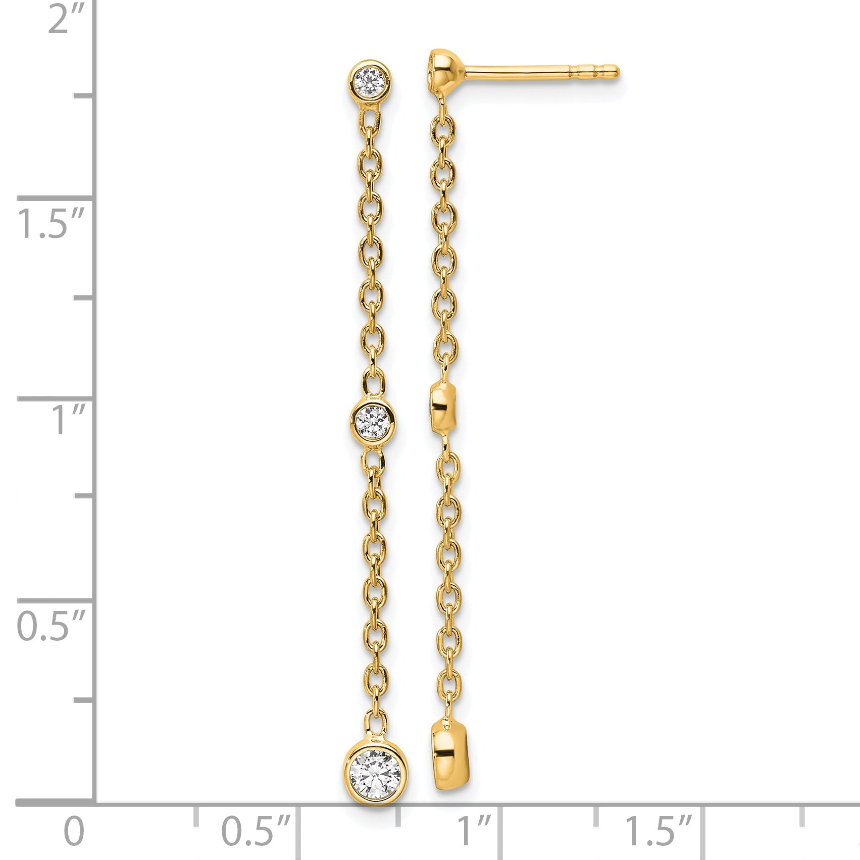 14K Gold Lab Diamond Graduated Dangle Hanging Earrings