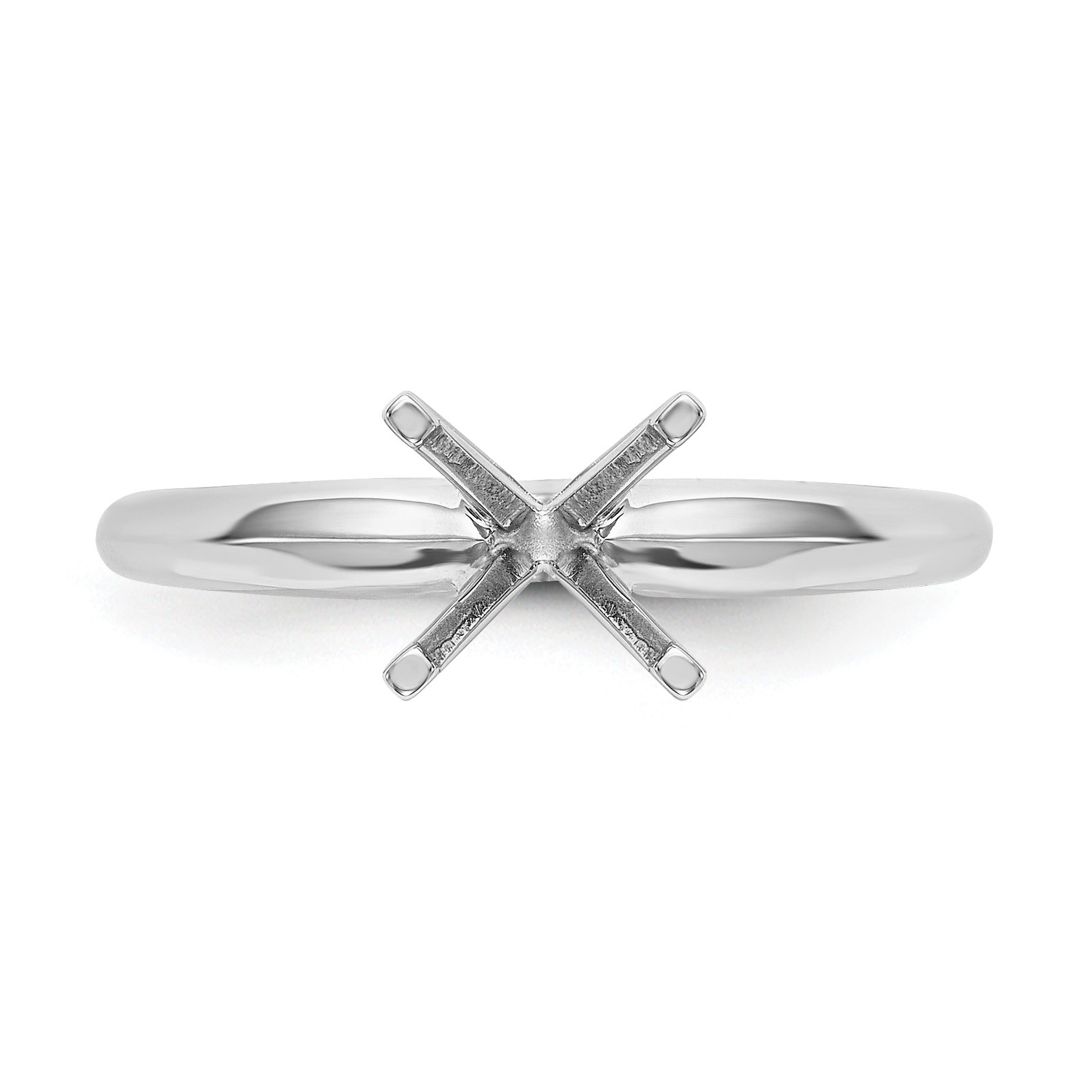 14k White Gold 2 carat Lightweight Solitaire Ring Mounting