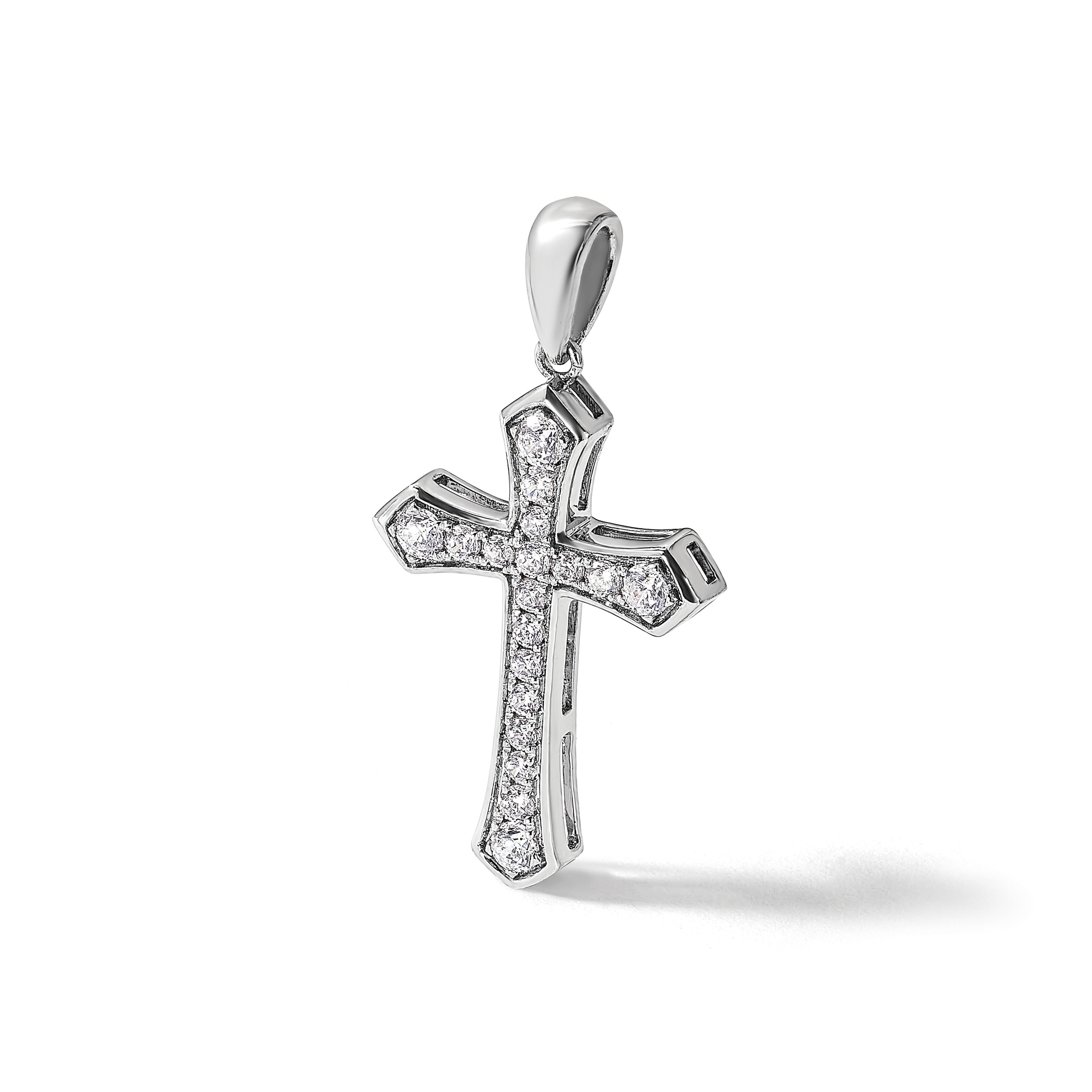 14K Gold 3/4 carat Lab Grown Diamond Cross Pendant