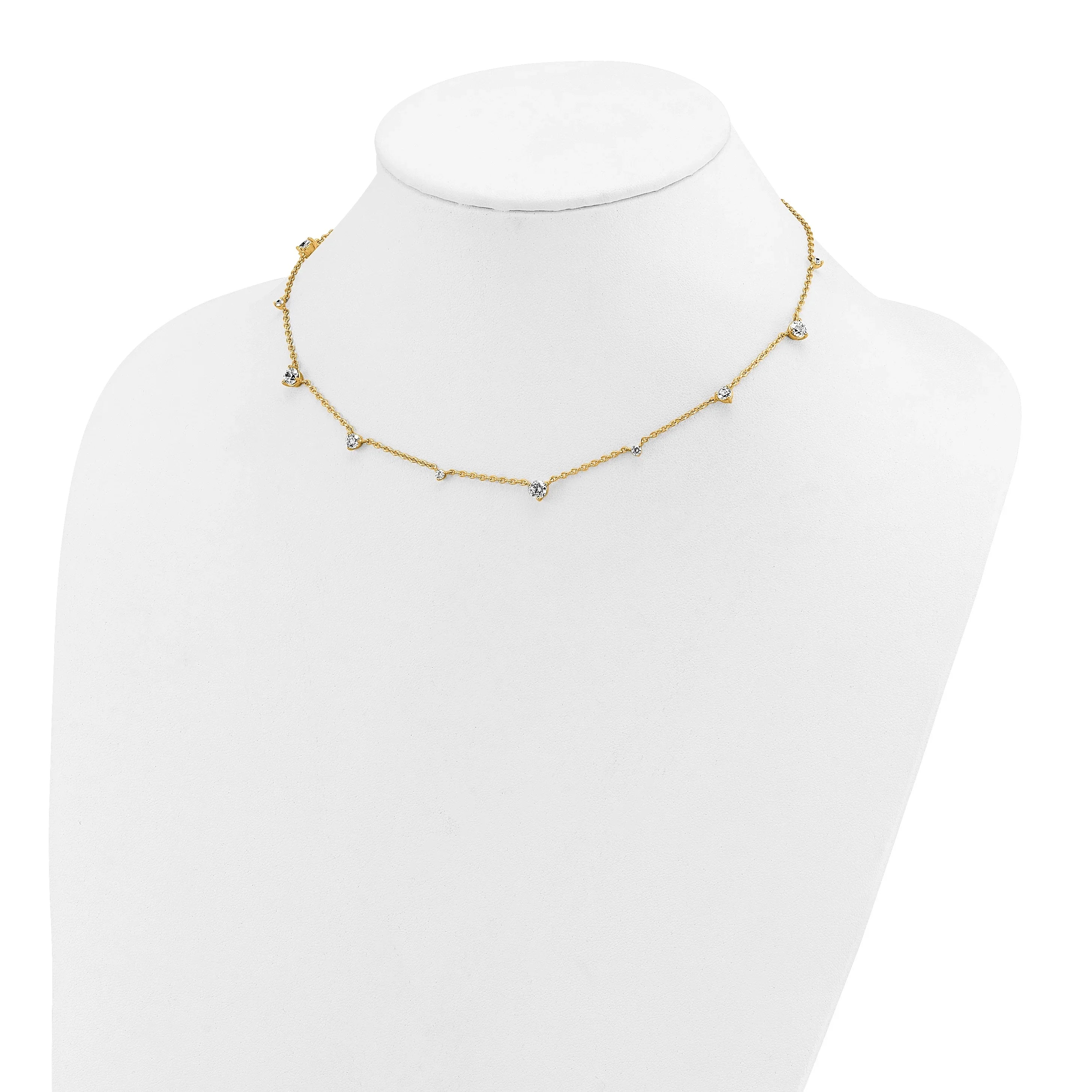 14k Gold Lab Grown Diamond Multi Station Necklaces - Fine Diamond