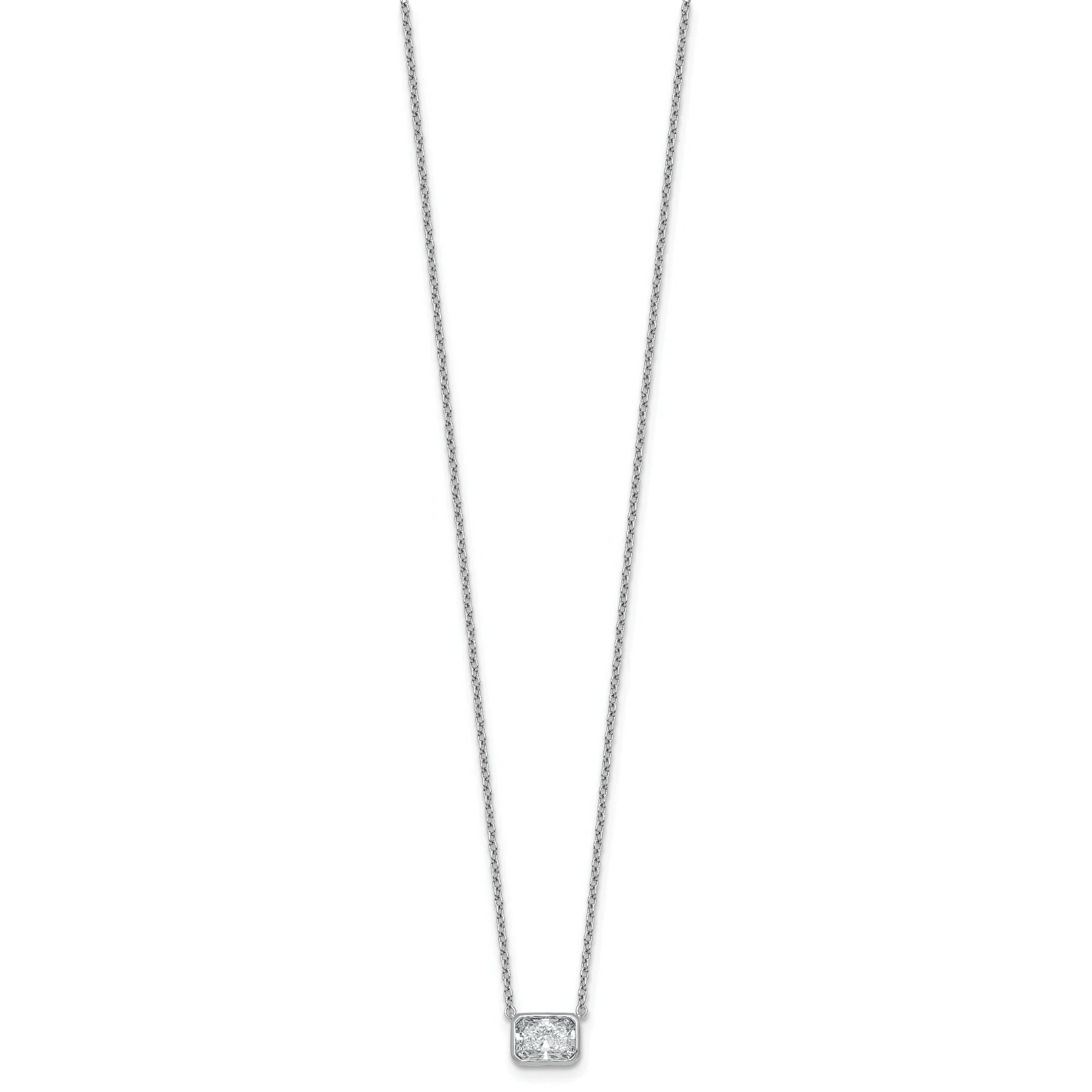 14k White Gold Lab Grown Diamond Bezel Set Solitaire Necklace - Fine Diamond